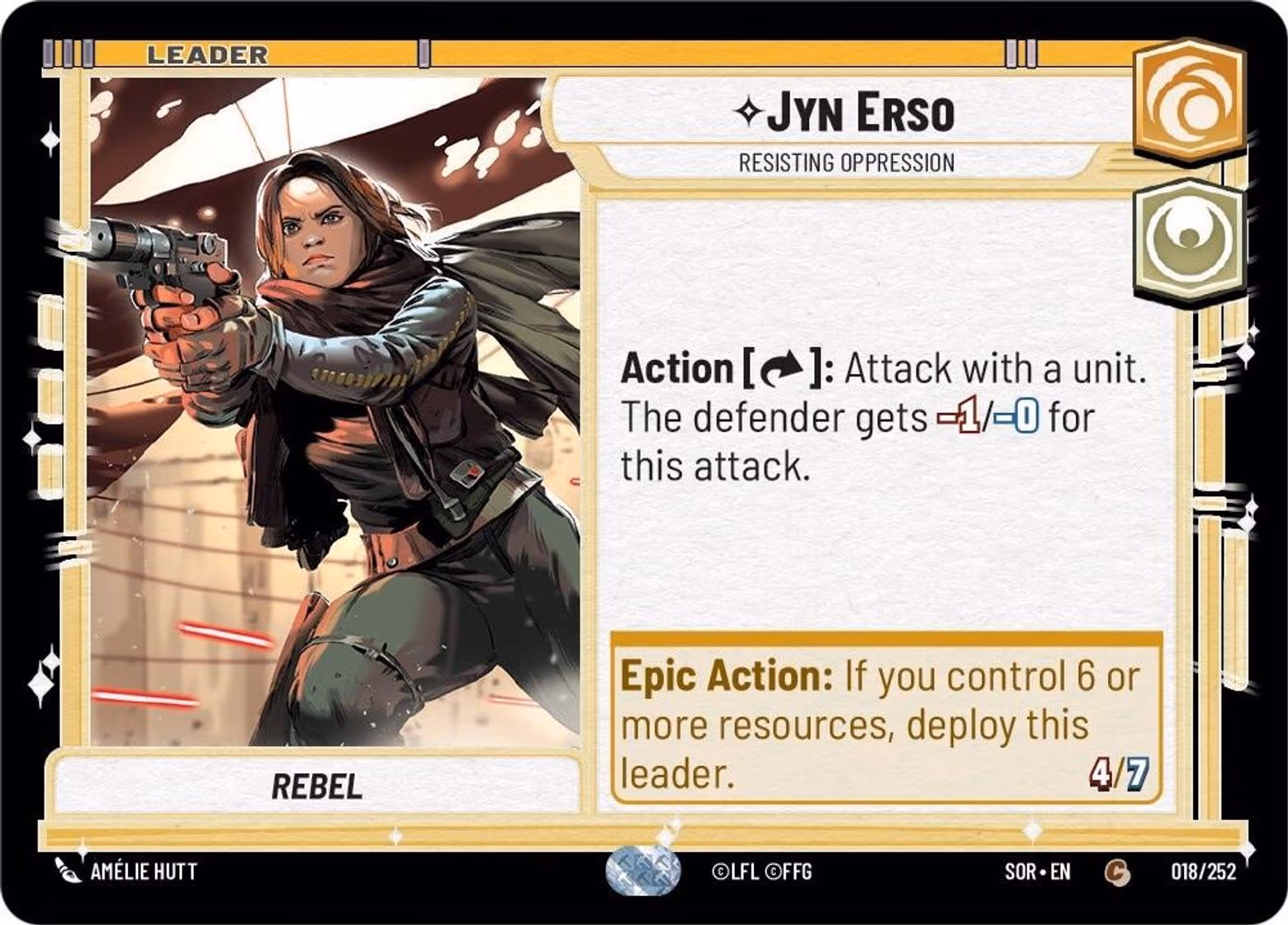 Jyn Erso - Resisting Oppression SOR-018 Star Wars Unlimited card