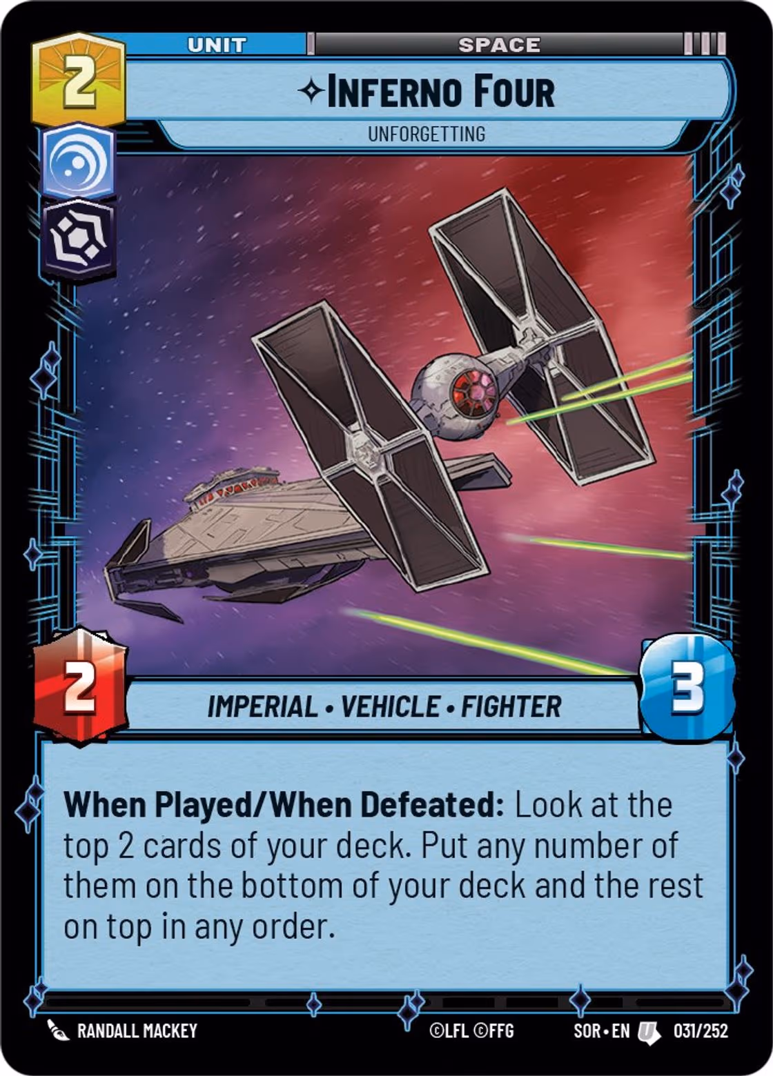Inferno Four - Unforgetting SOR-031 Star Wars Unlimited card