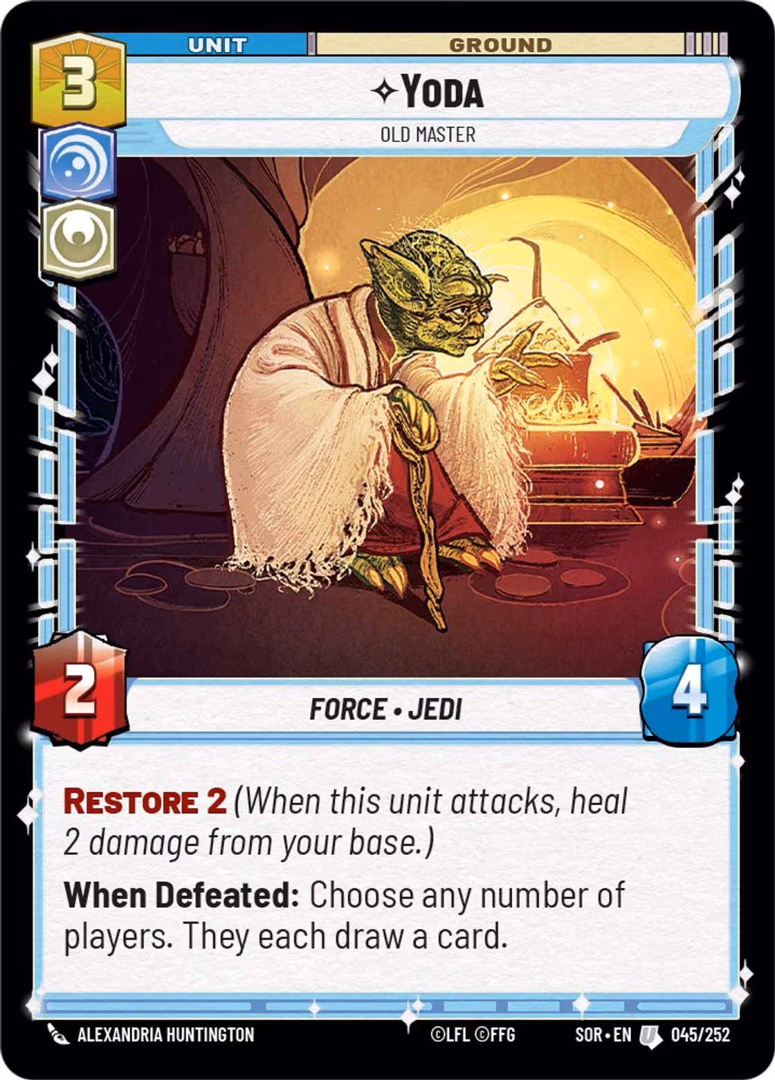Yoda - Old Master SOR-045 Star Wars Unlimited card