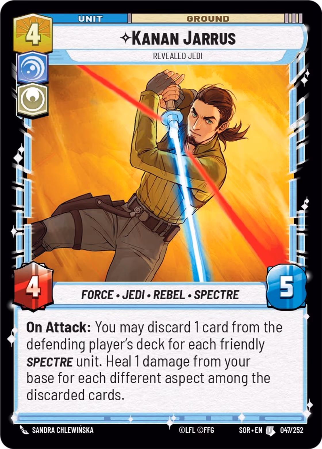 Kanan Jarrus - Revealed Jedi SOR-047 Star Wars Unlimited card