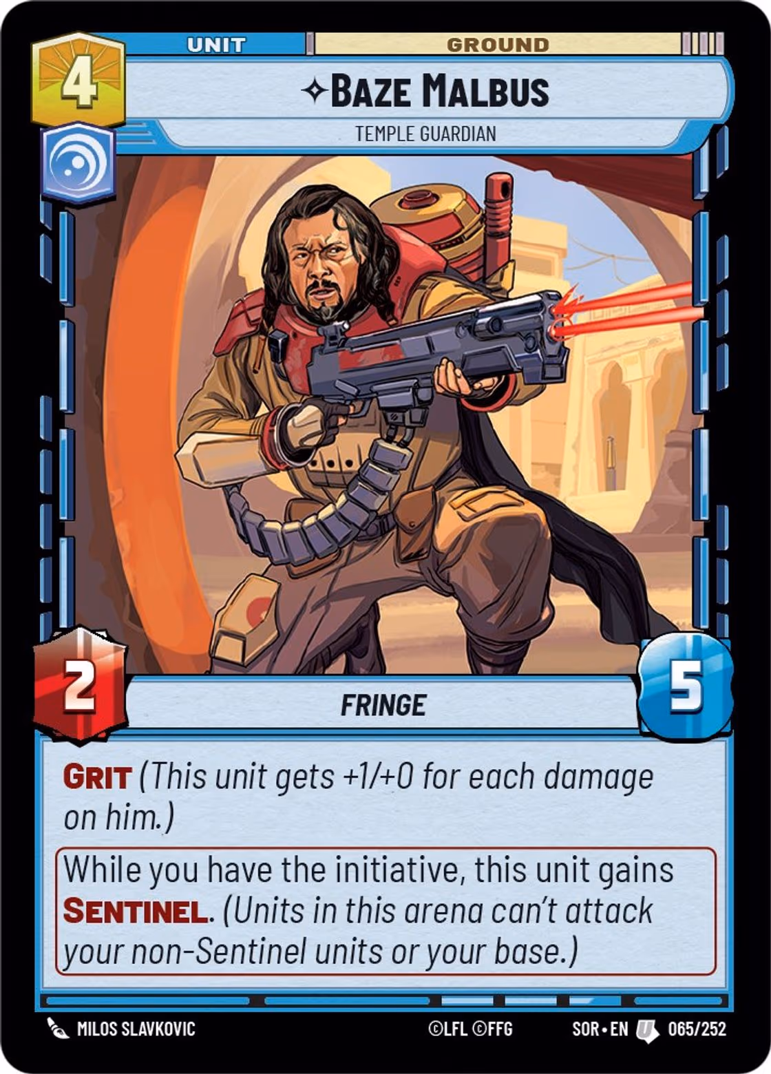 Baze Malbus - Temple Guardian SOR-065 Star Wars Unlimited card
