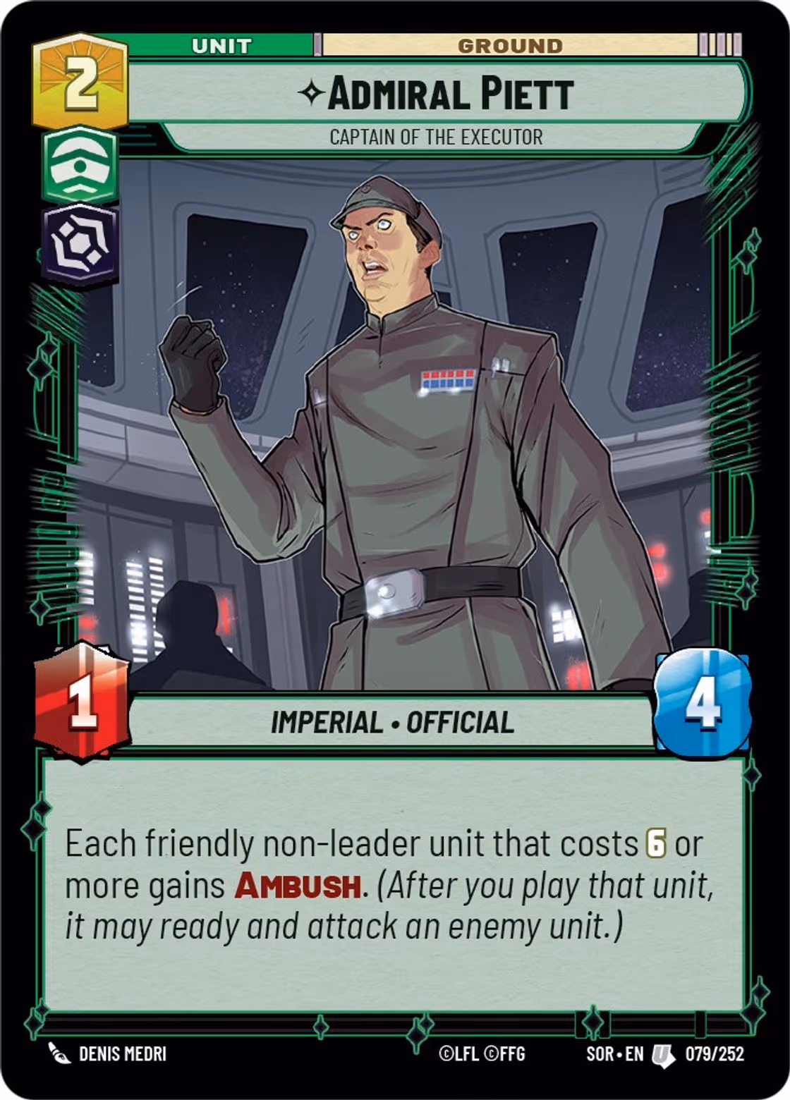 Admiral Piett - Captain of the Executor SOR-079 Star Wars Unlimited card