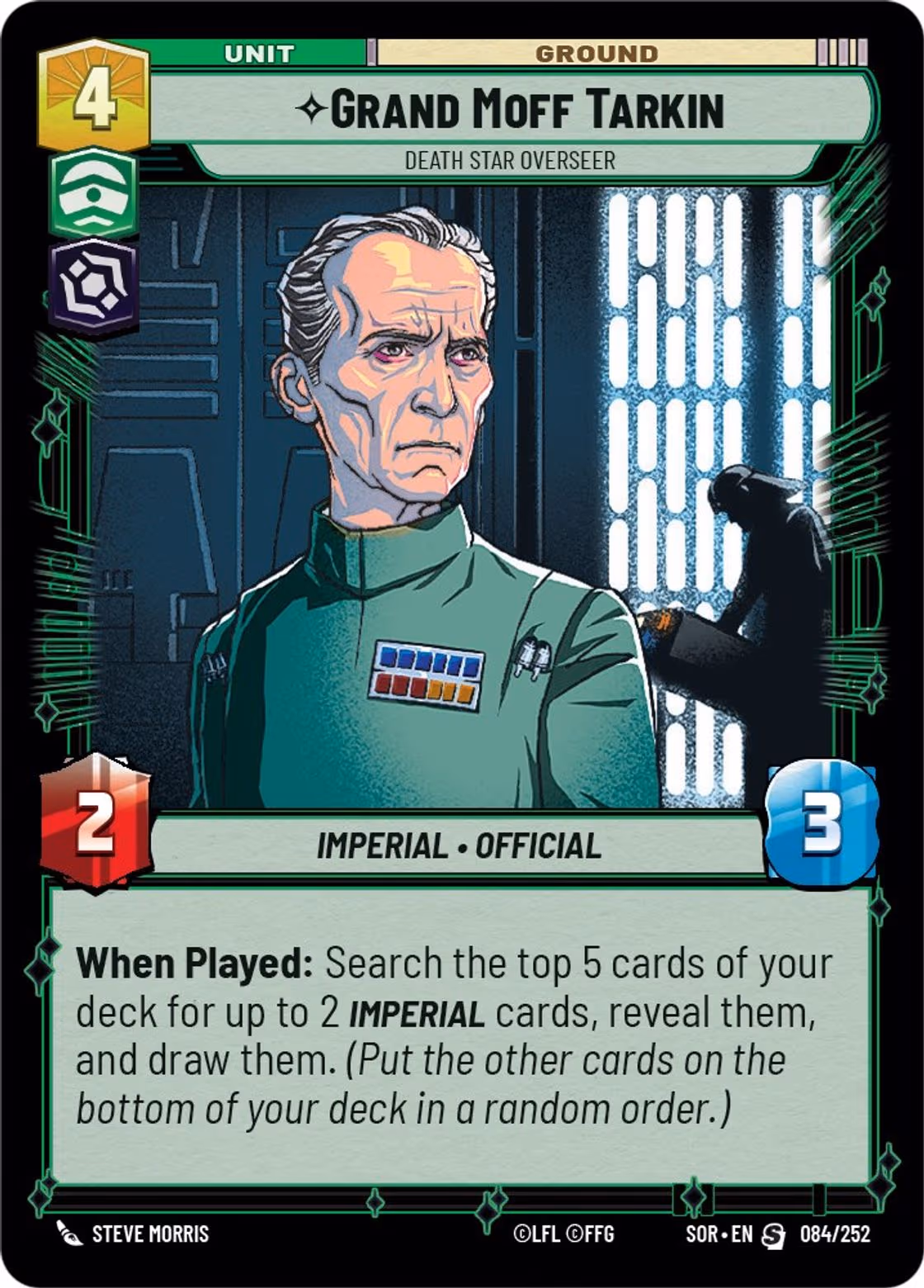 Grand Moff Tarkin - Death Star Overseer SOR-084 Star Wars Unlimited card