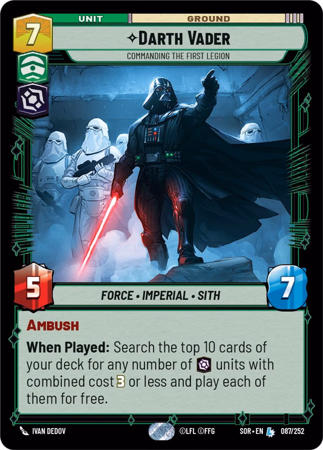 Darth Vader - Commanding the First Legion SOR-087 Star Wars Unlimited card