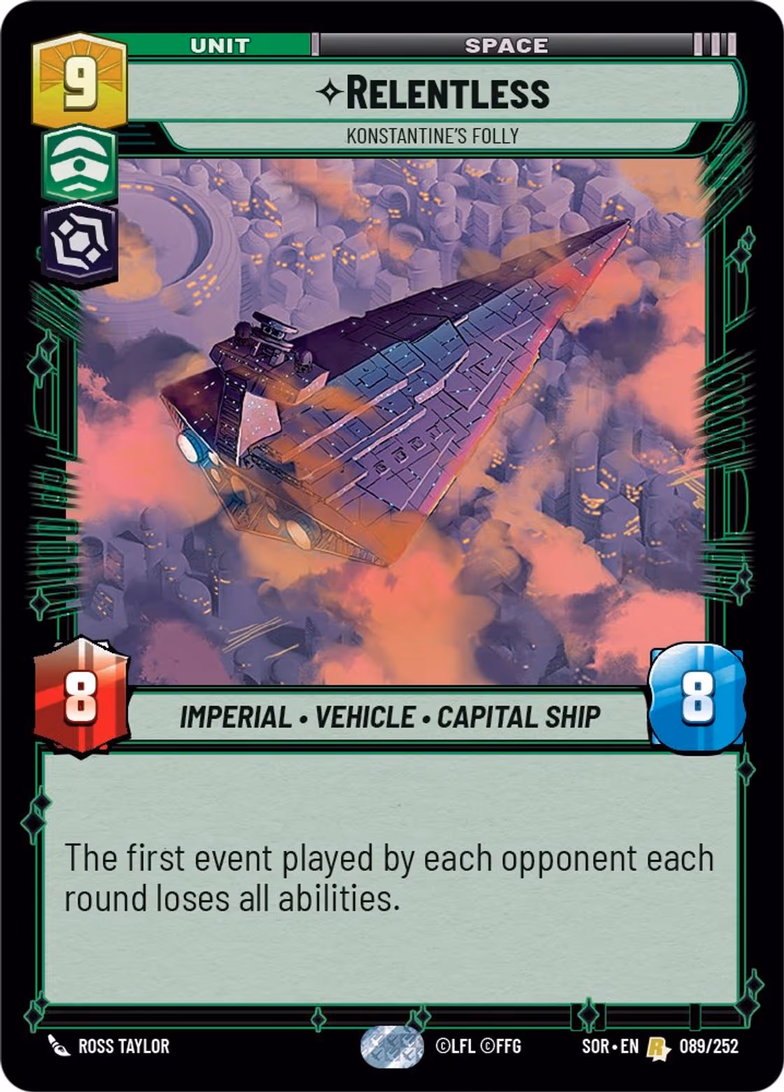 Relentless - Konstantine's Folly SOR-089 Star Wars Unlimited card