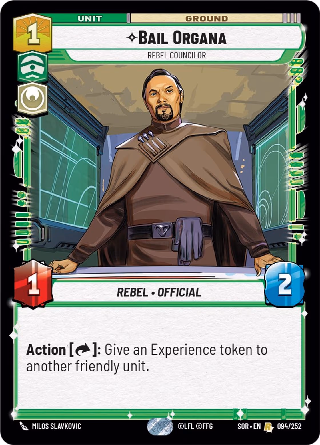 Bail Organa - Rebel Councilor SOR-094 Star Wars Unlimited card