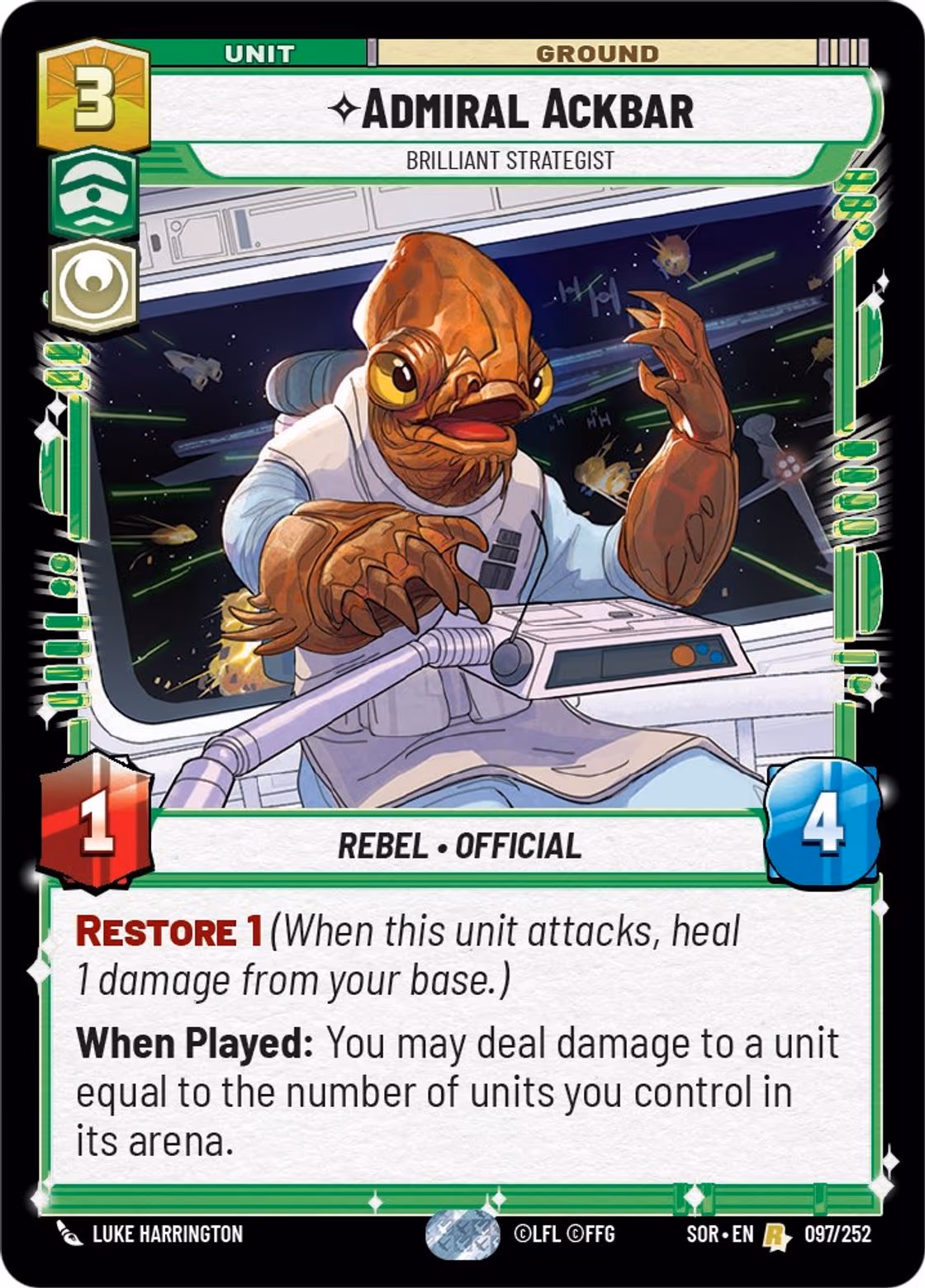 Admiral Ackbar - Brilliant Strategist SOR-097 Star Wars Unlimited card