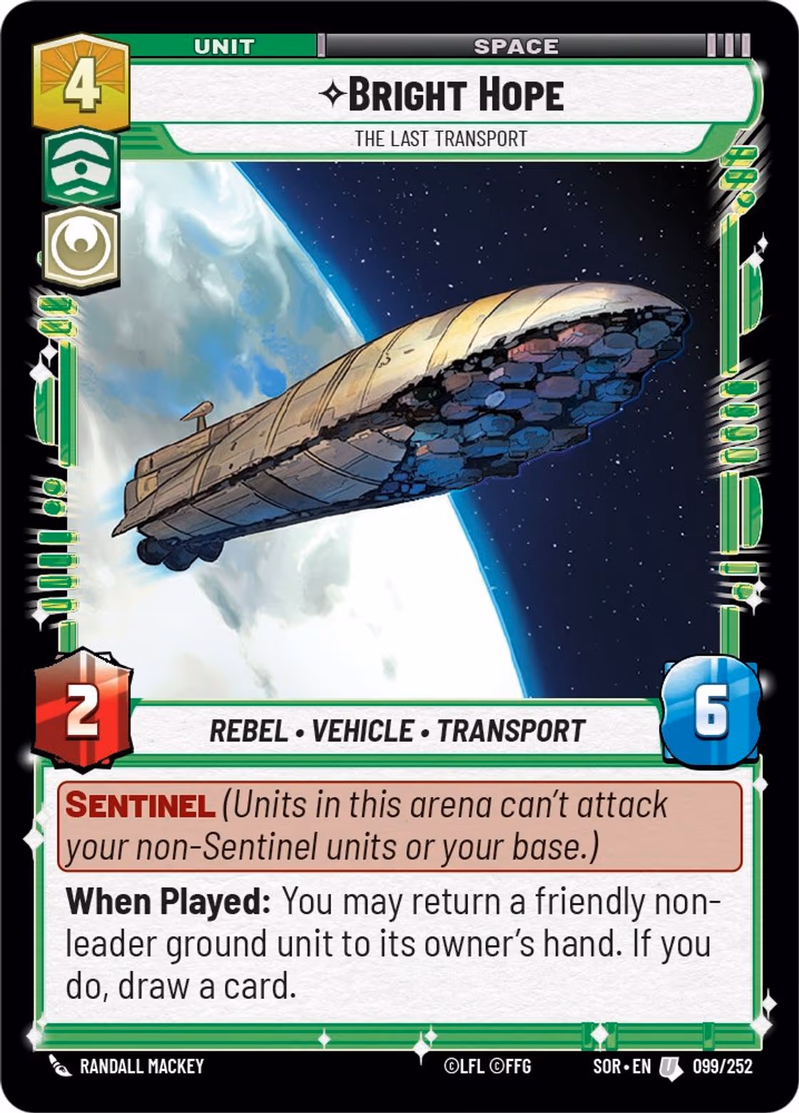 Bright Hope - The Last Transport SOR-099 Star Wars Unlimited card