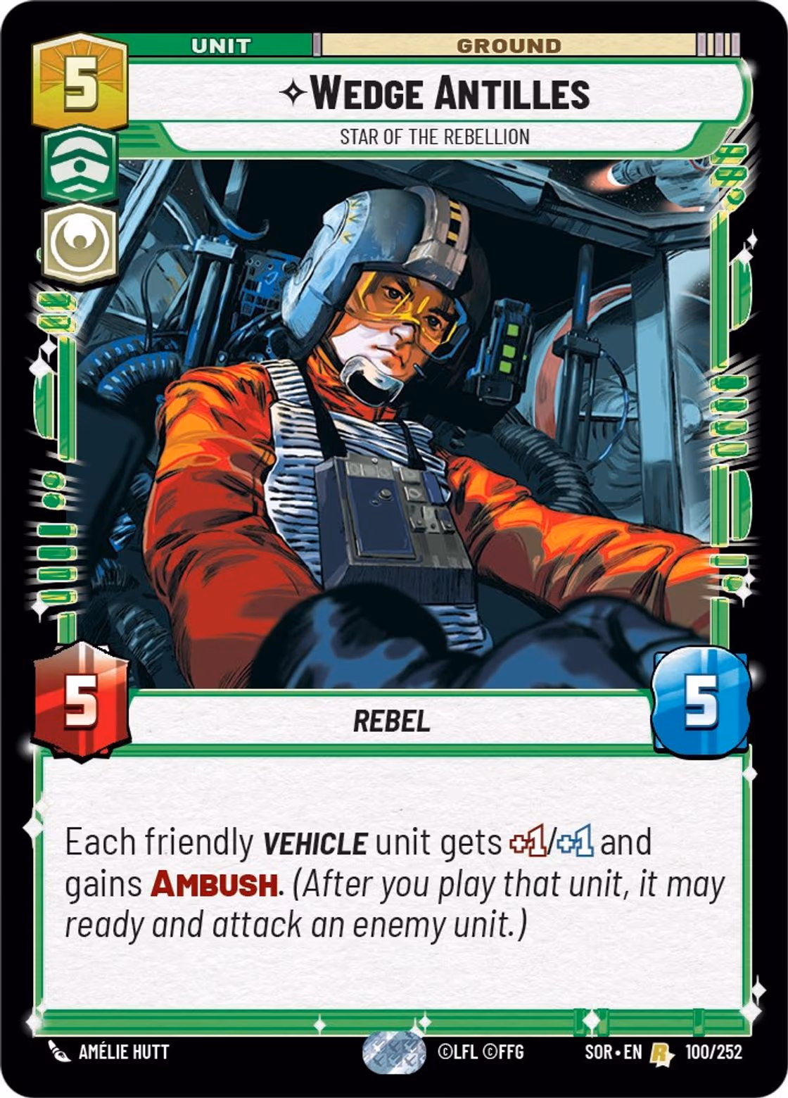 Wedge Antilles - Star of the Rebellion SOR-100 Star Wars Unlimited card