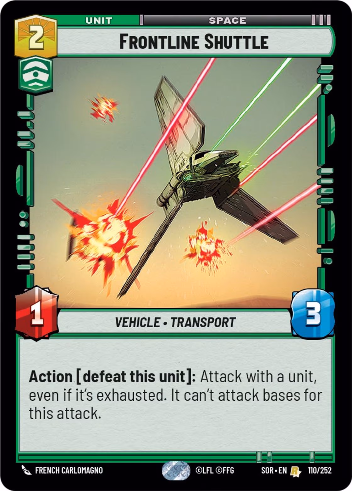 Frontline Shuttle SOR-110 Star Wars Unlimited card