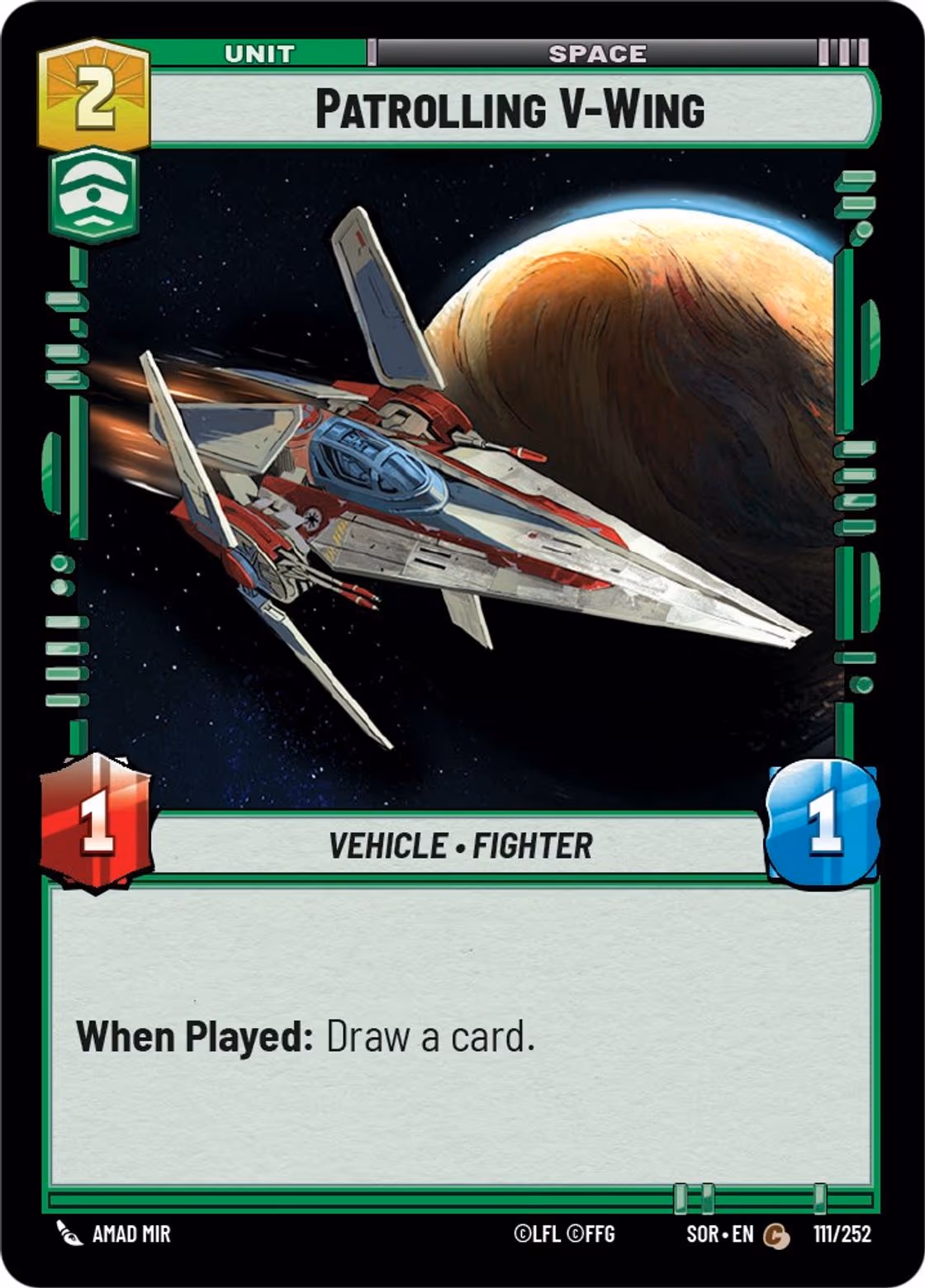 Patrolling V-Wing SOR-111 Star Wars Unlimited card