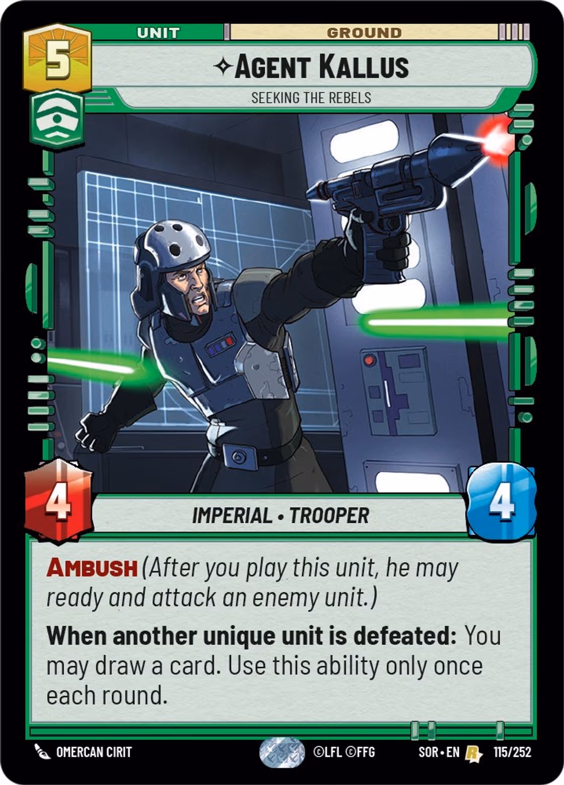 Agent Kallus - Seeking the Rebels SOR-115 Star Wars Unlimited card