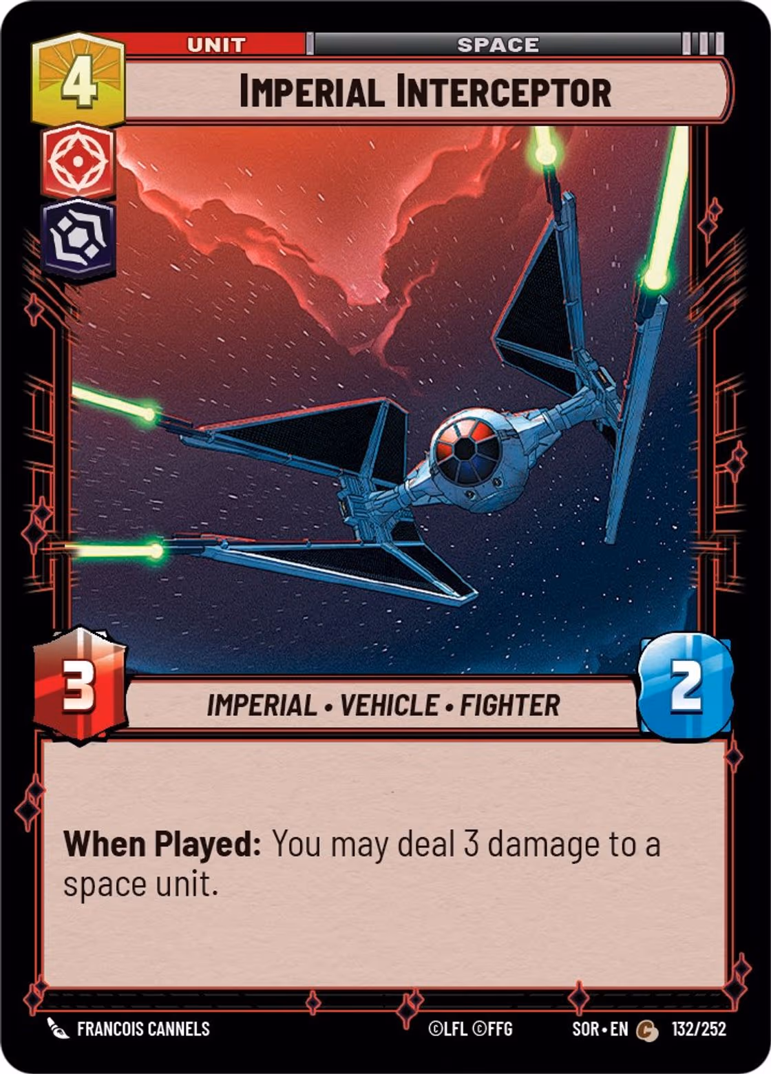 Imperial Interceptor SOR-132 Star Wars Unlimited card