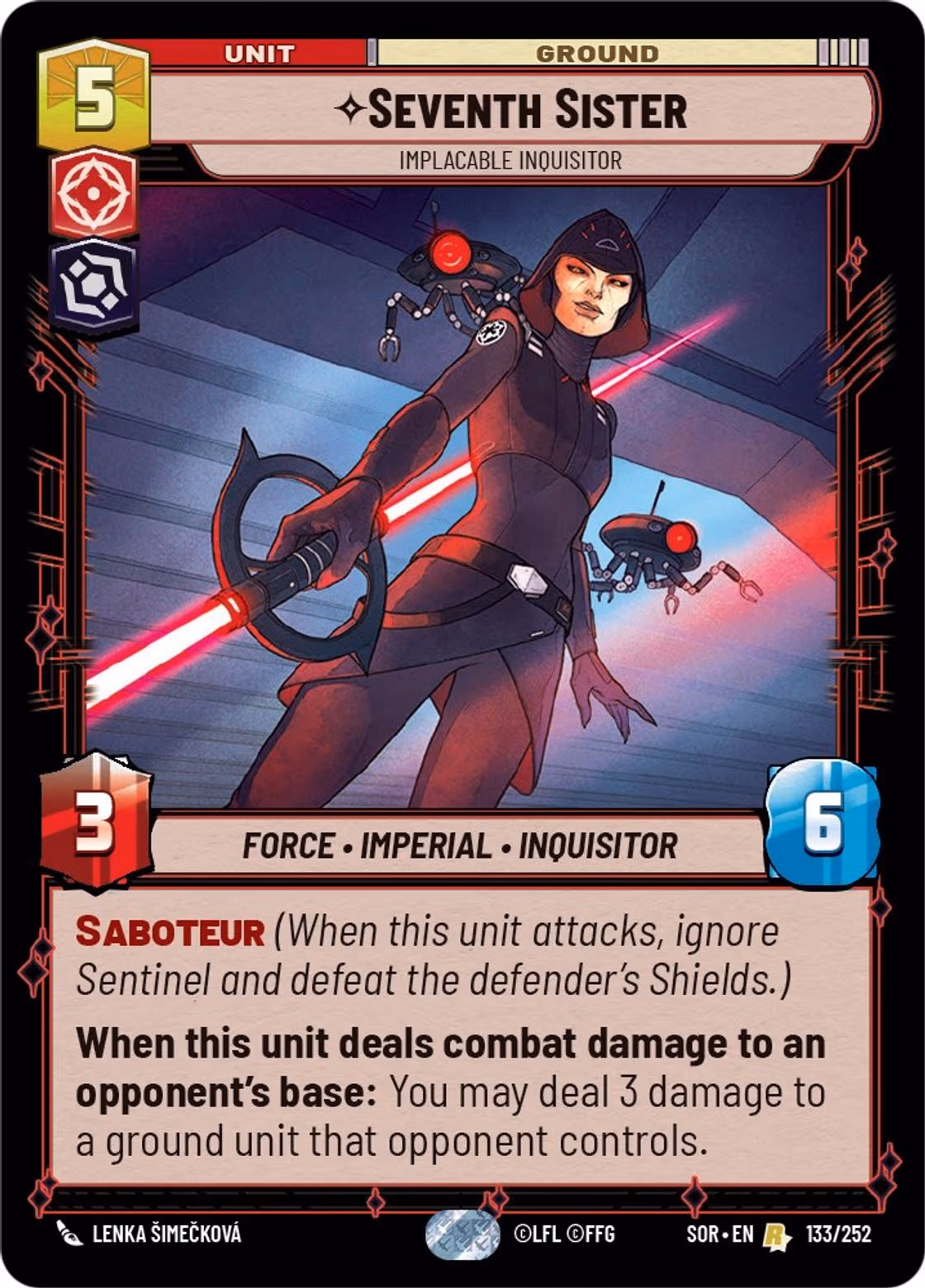 Seventh Sister - Implacable Inquisitor SOR-133 Star Wars Unlimited card