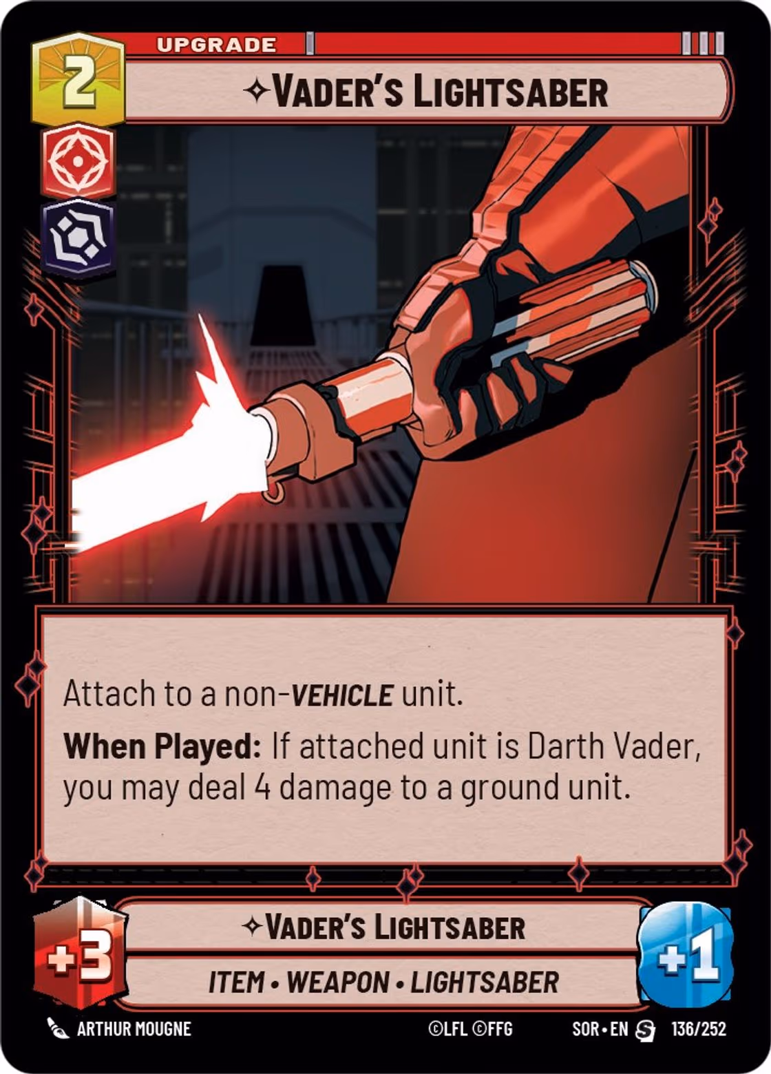 Vader's Lightsaber SOR-136 Star Wars Unlimited card