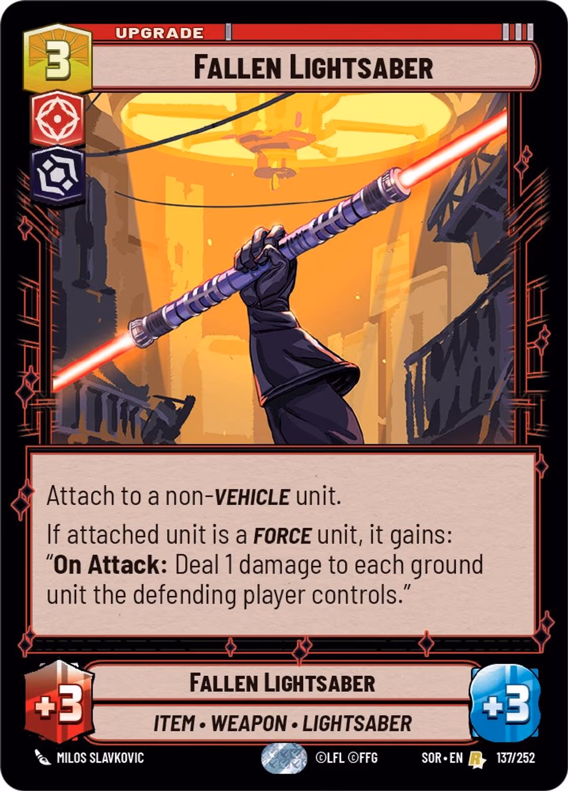 Fallen Lightsaber SOR-137 Star Wars Unlimited card