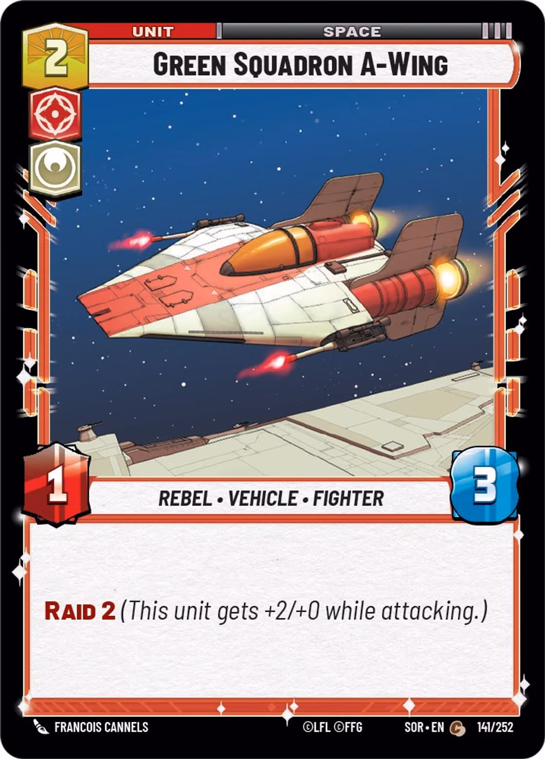 Green Squadron A-Wing SOR-141 Star Wars Unlimited card