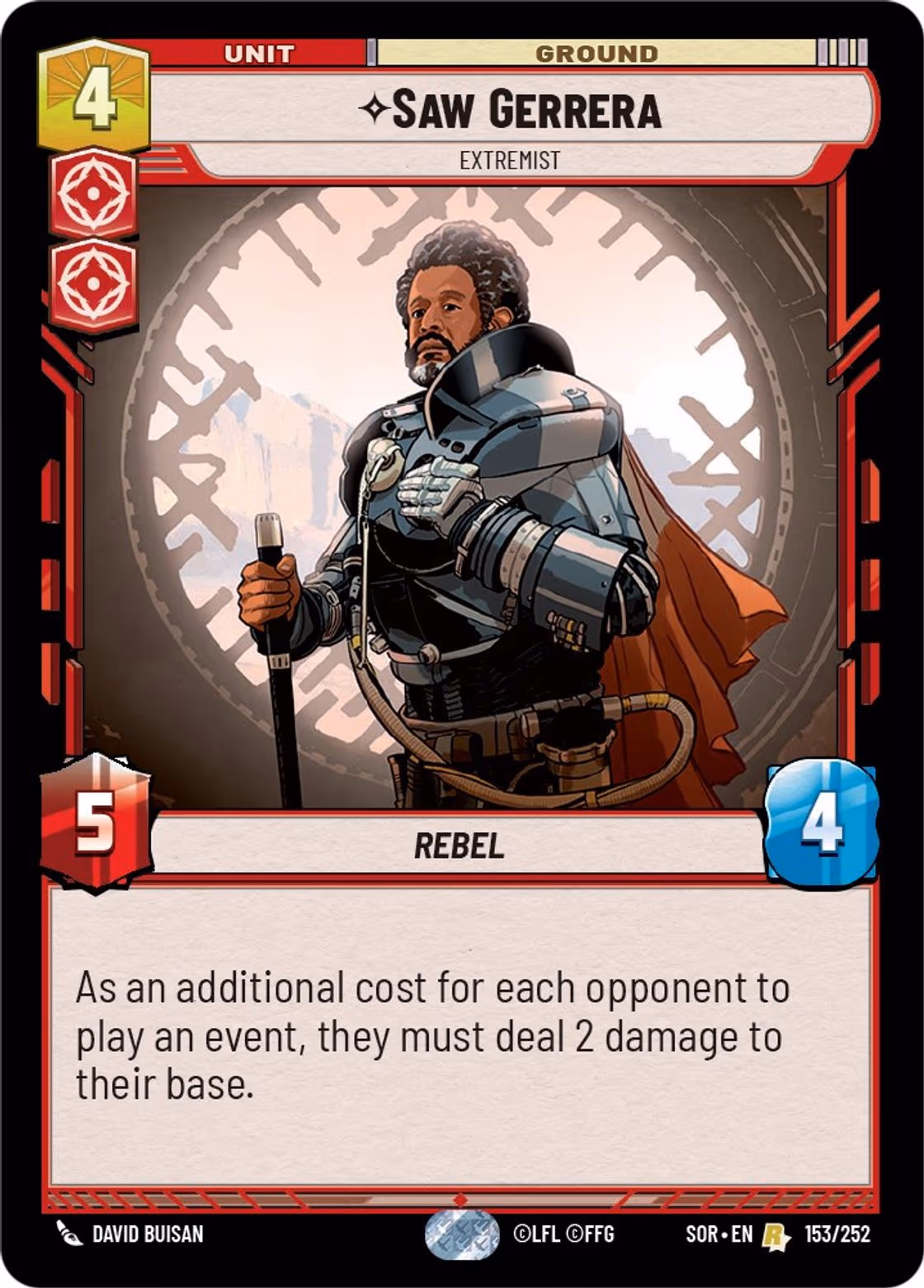 Saw Gerrera - Extremist SOR-153 Star Wars Unlimited card