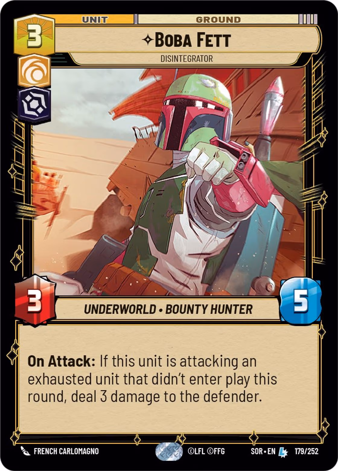 Boba Fett - Disintegrator SOR-179 Star Wars Unlimited card