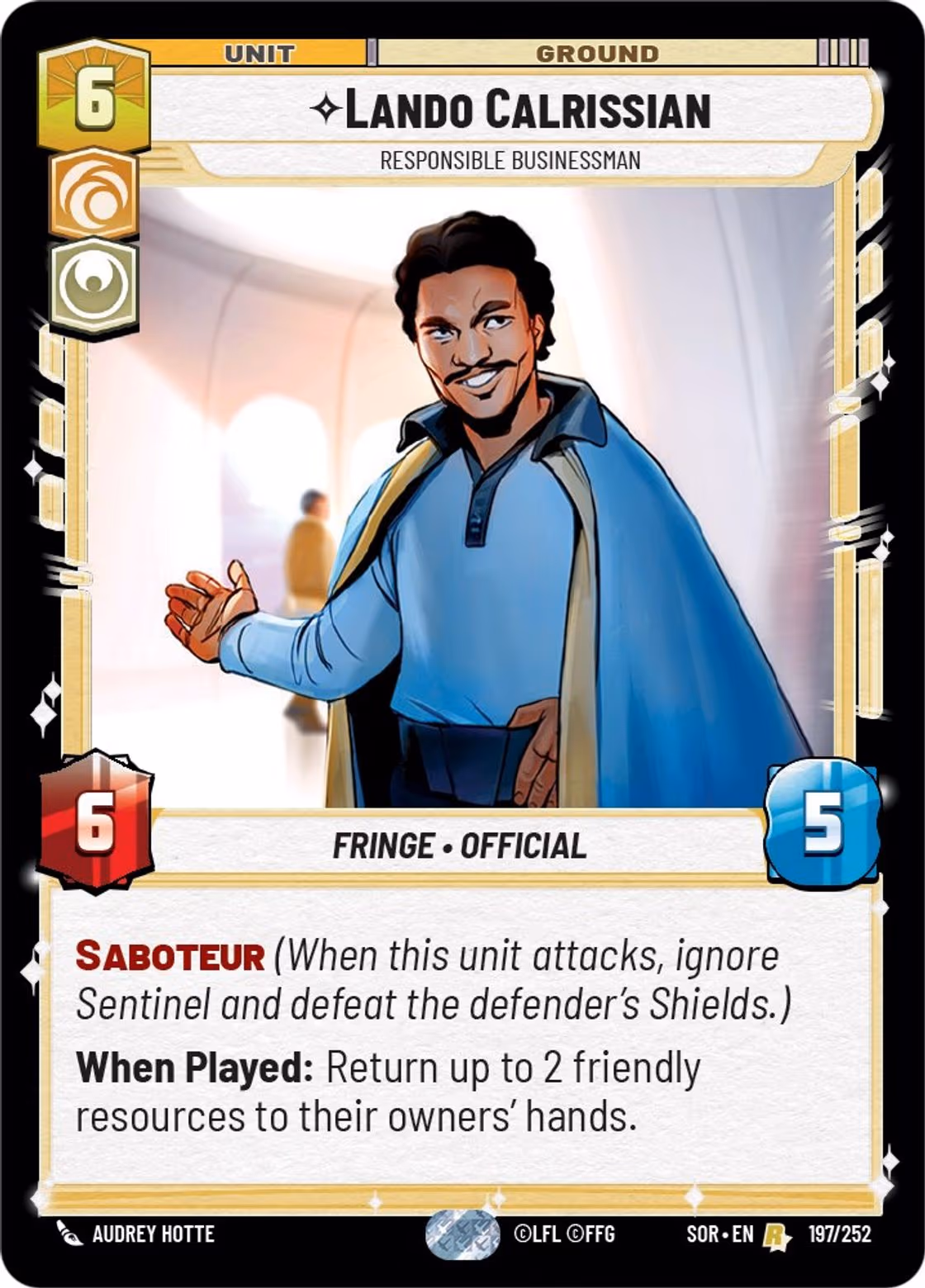 Lando Calrissian - Responsible Businessman SOR-197 Star Wars Unlimited card