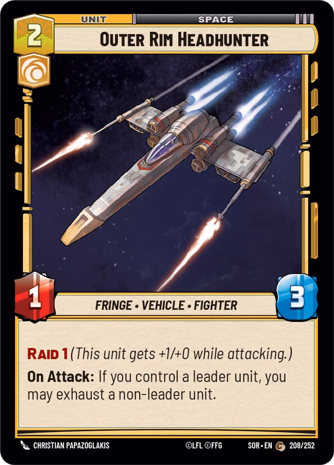 Outer Rim Headhunter SOR-208 Star Wars Unlimited card