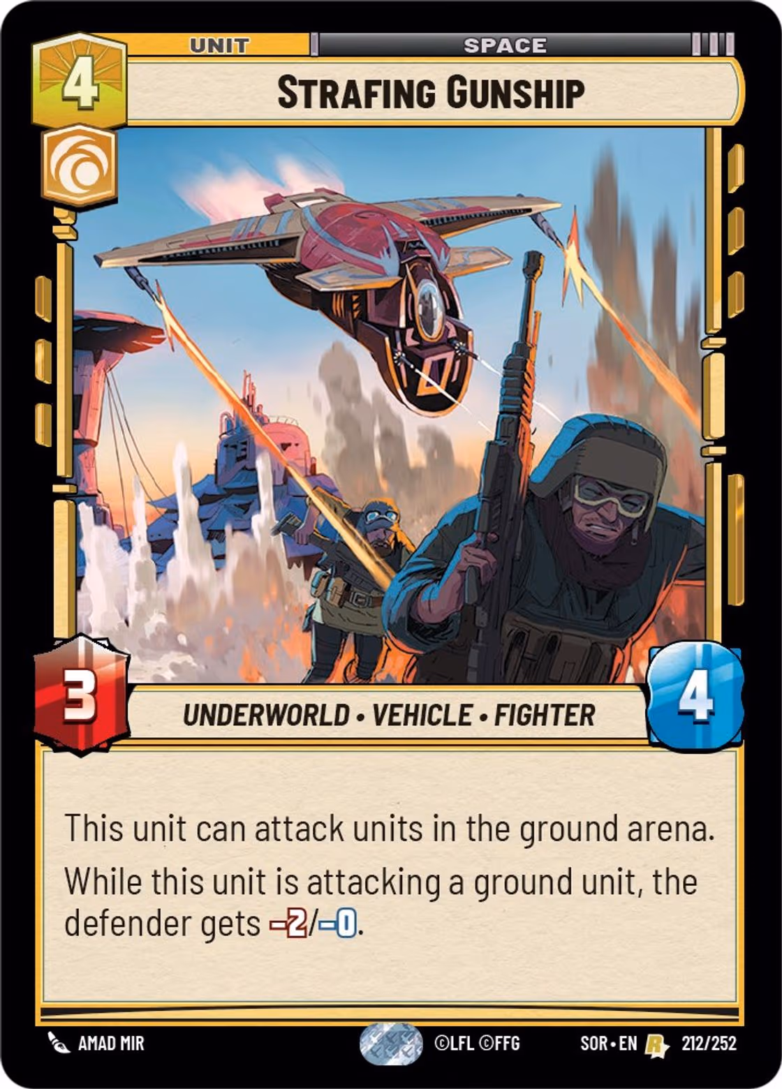Strafing Gunship SOR-212 Star Wars Unlimited card