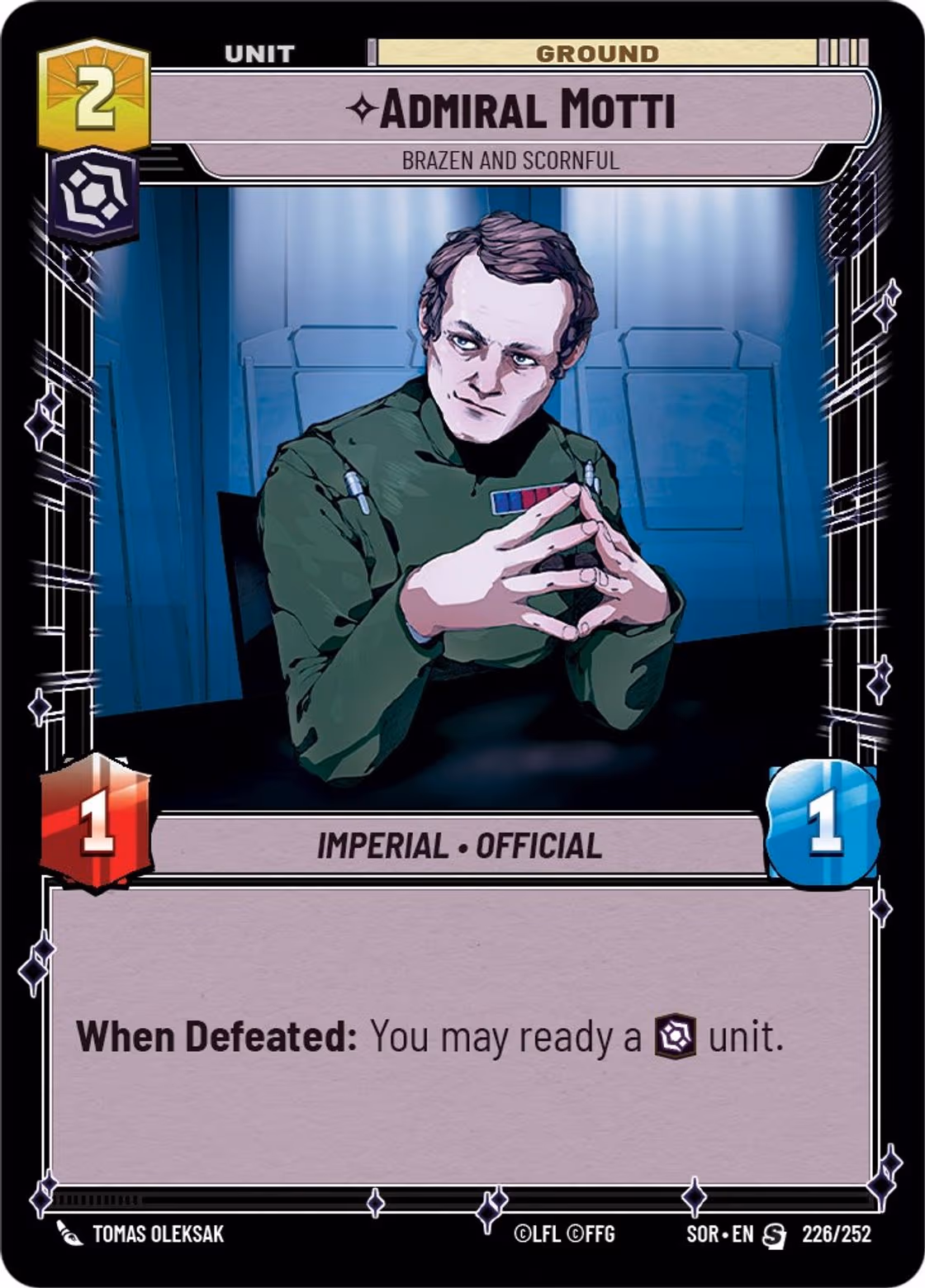 Admiral Motti - Brazen and Scornful SOR-226 Star Wars Unlimited card