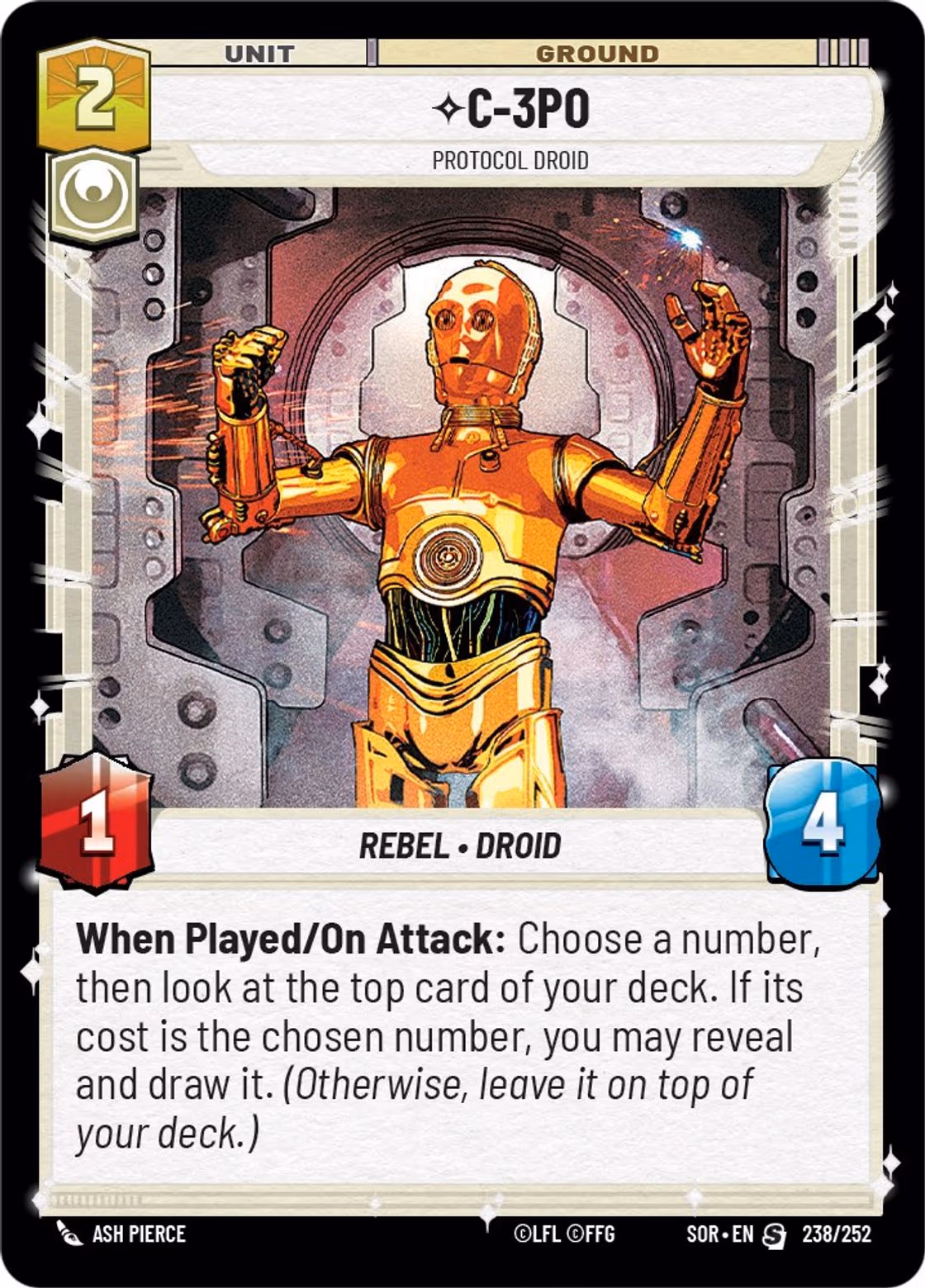 C-3P0 - Protocol Droid SOR-238 Star Wars Unlimited card