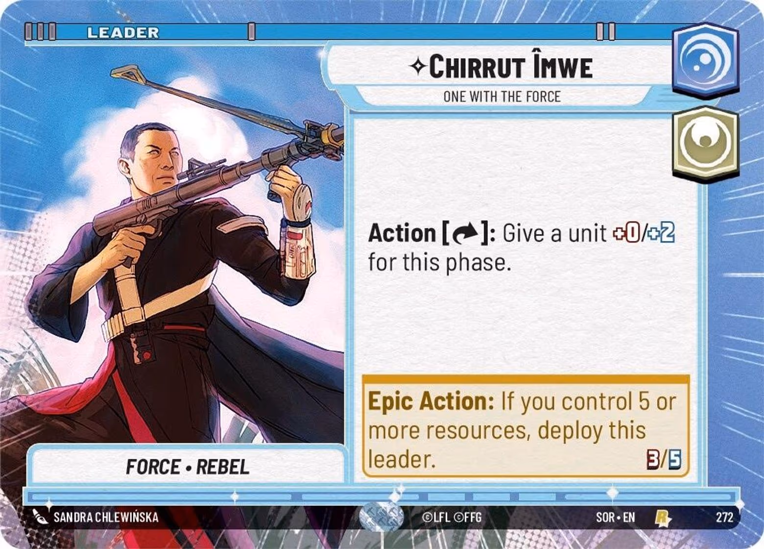 Chirrut Îmwe - One With the Force SOR-272 Hyperspace Star Wars Unlimited card