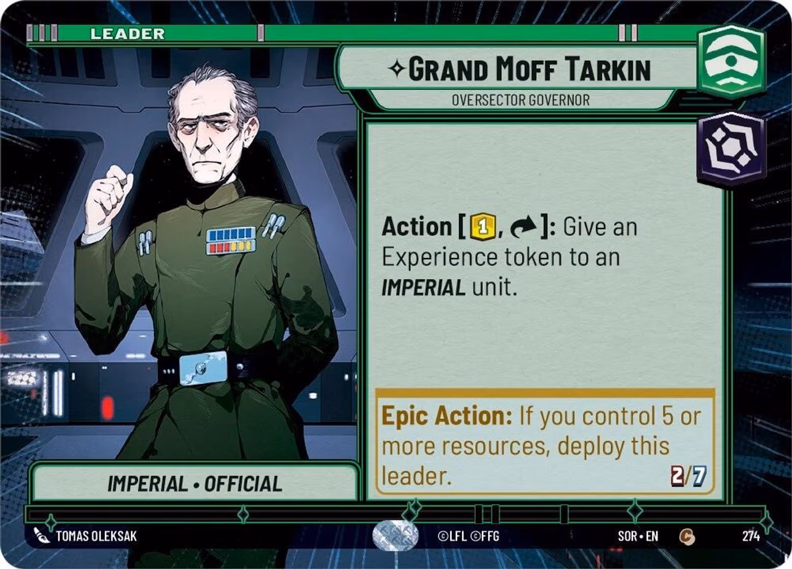 Grand Moff Tarkin - Oversector Governor SOR-274 Hyperspace Star Wars Unlimited card
