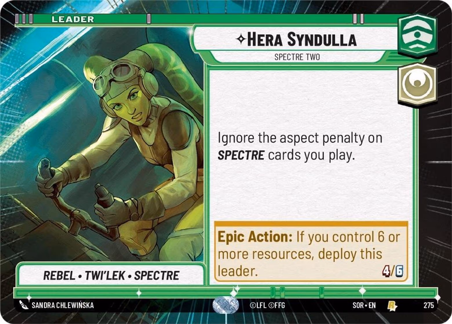 Hera Syndulla - Spectre Two SOR-275 Hyperspace Star Wars Unlimited card