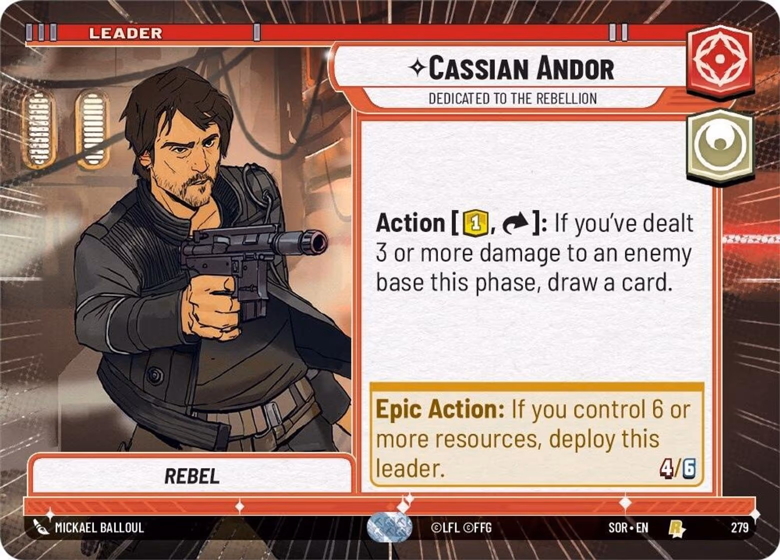 Cassian Andor - Dedicated to the Rebellion SOR-279 Hyperspace Star Wars Unlimited card