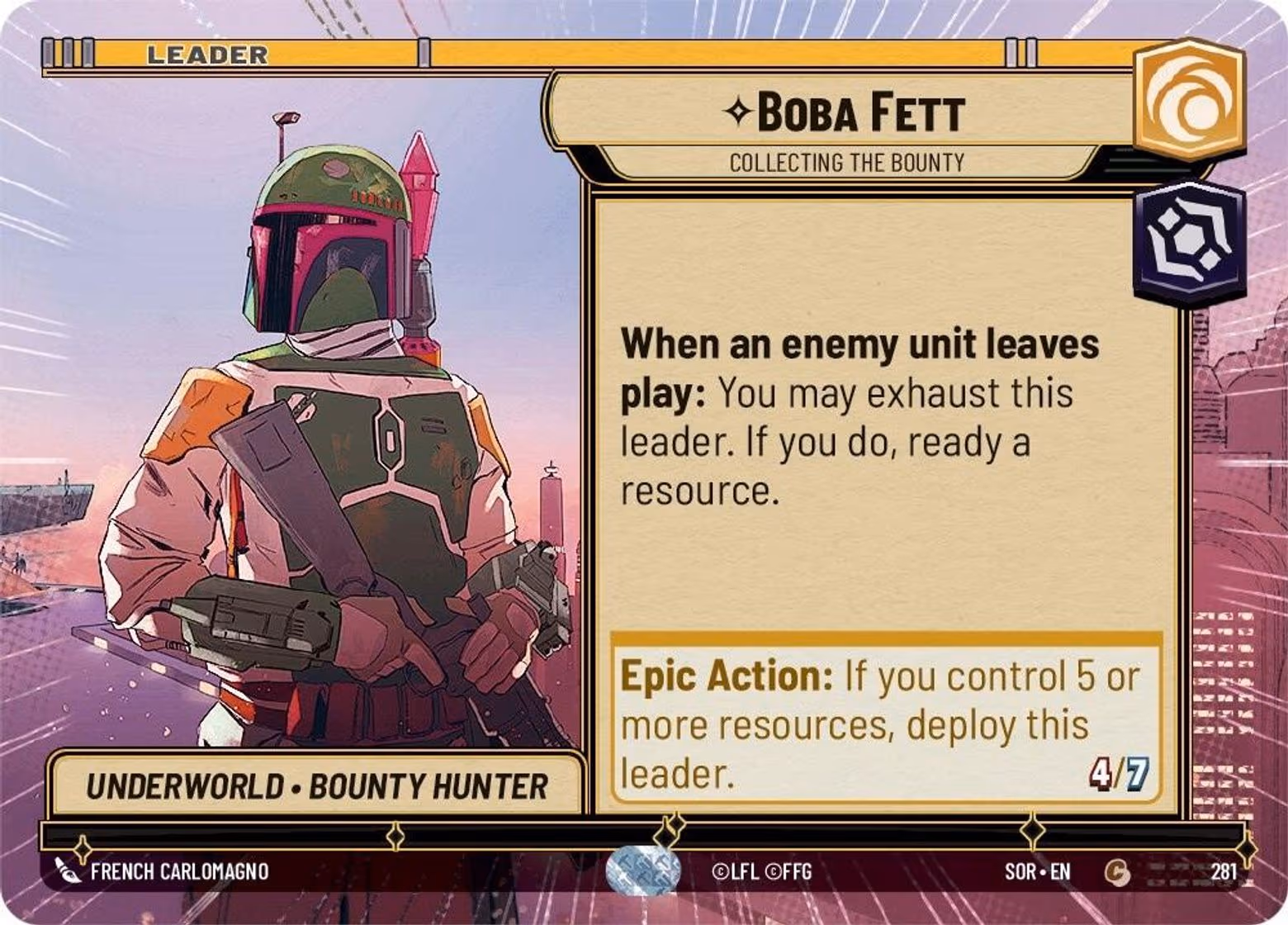 Boba Fett - Collecting the Bounty SOR-281 Hyperspace Star Wars Unlimited card