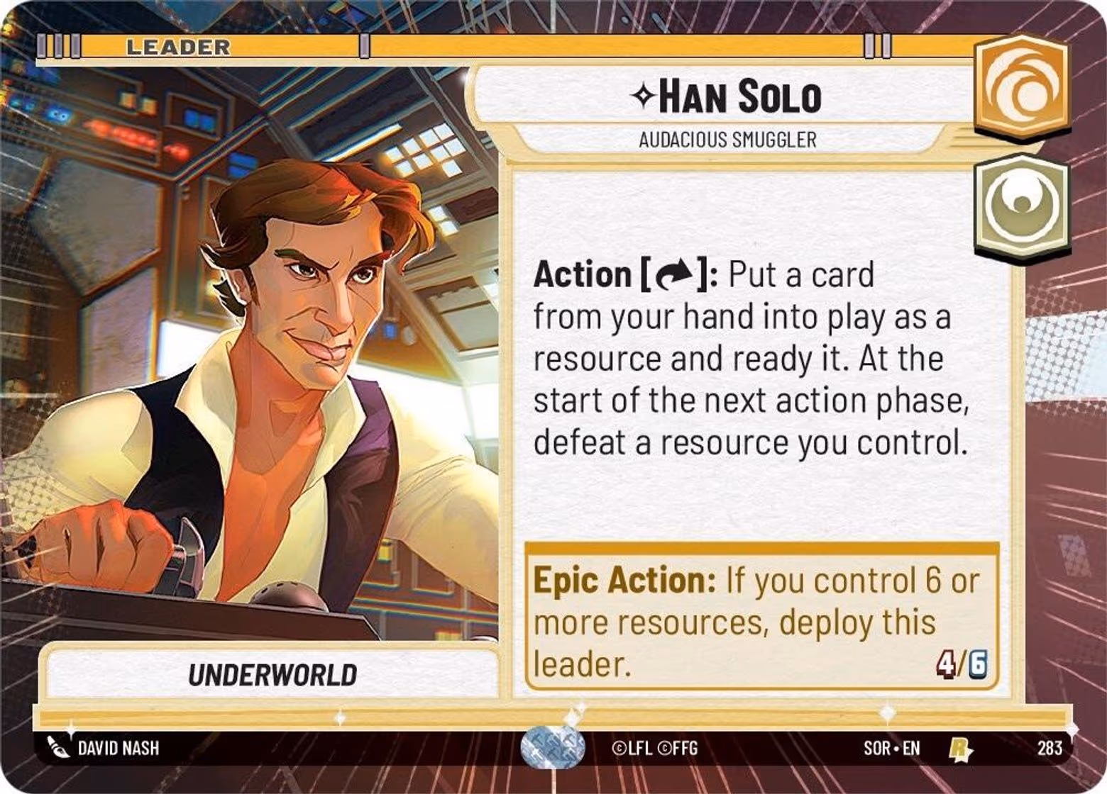 Han Solo - Audacious Smuggler SOR-283 Hyperspace Star Wars Unlimited card
