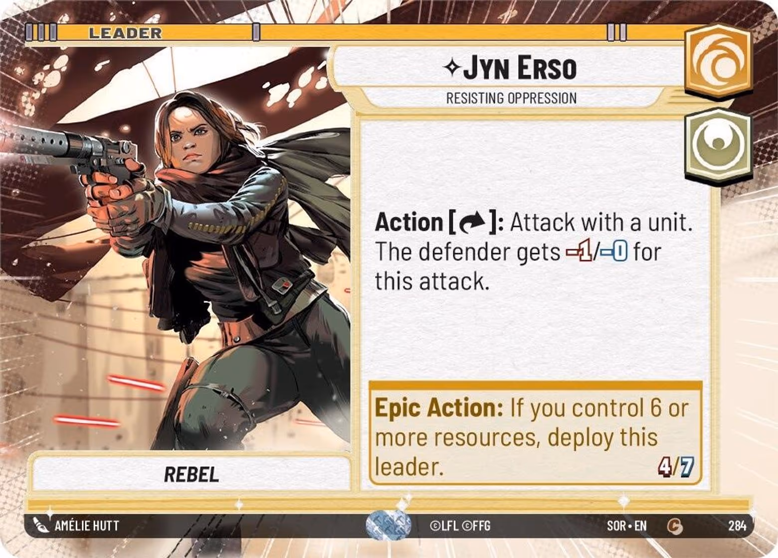 Jyn Erso - Resisting Oppression SOR-284 Hyperspace Star Wars Unlimited card