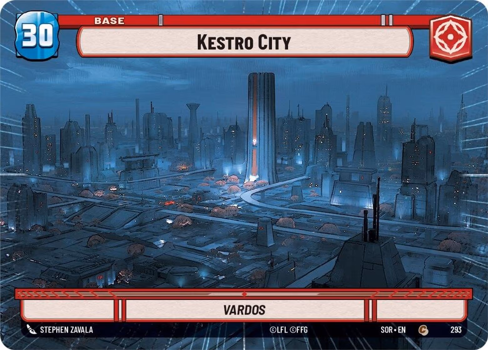 Kestro City - Vardos SOR-293 Hyperspace Star Wars Unlimited card