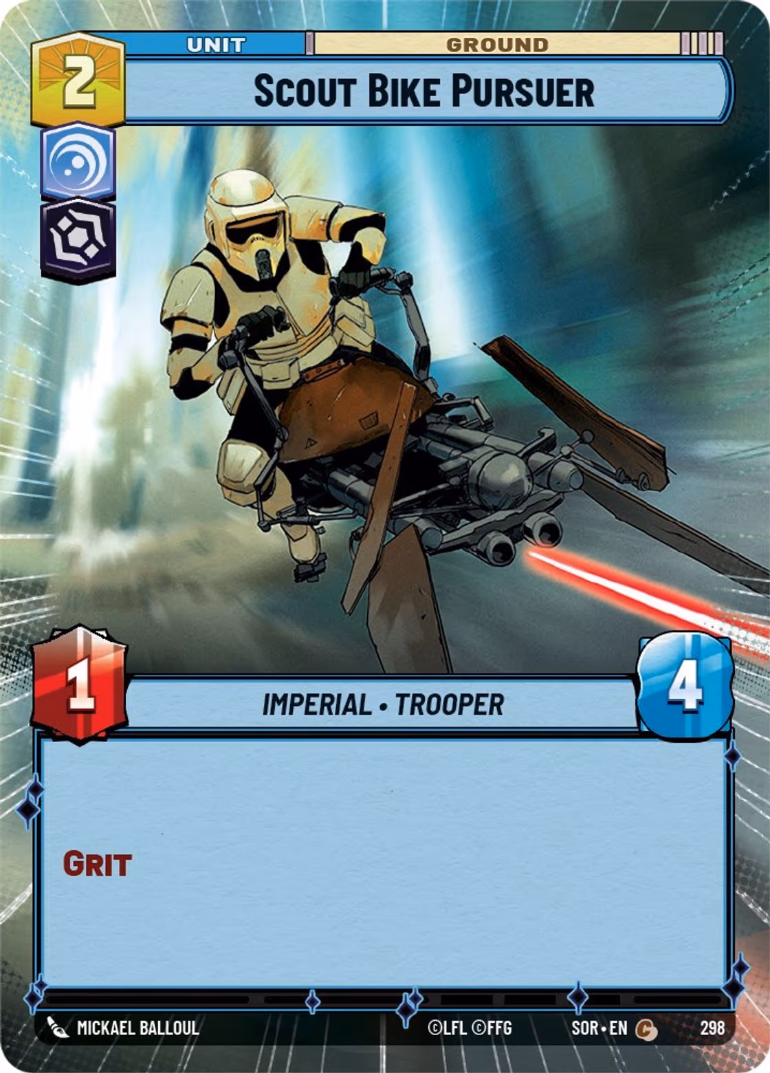 Scout Bike Pursuer SOR-298 Hyperspace Star Wars Unlimited card