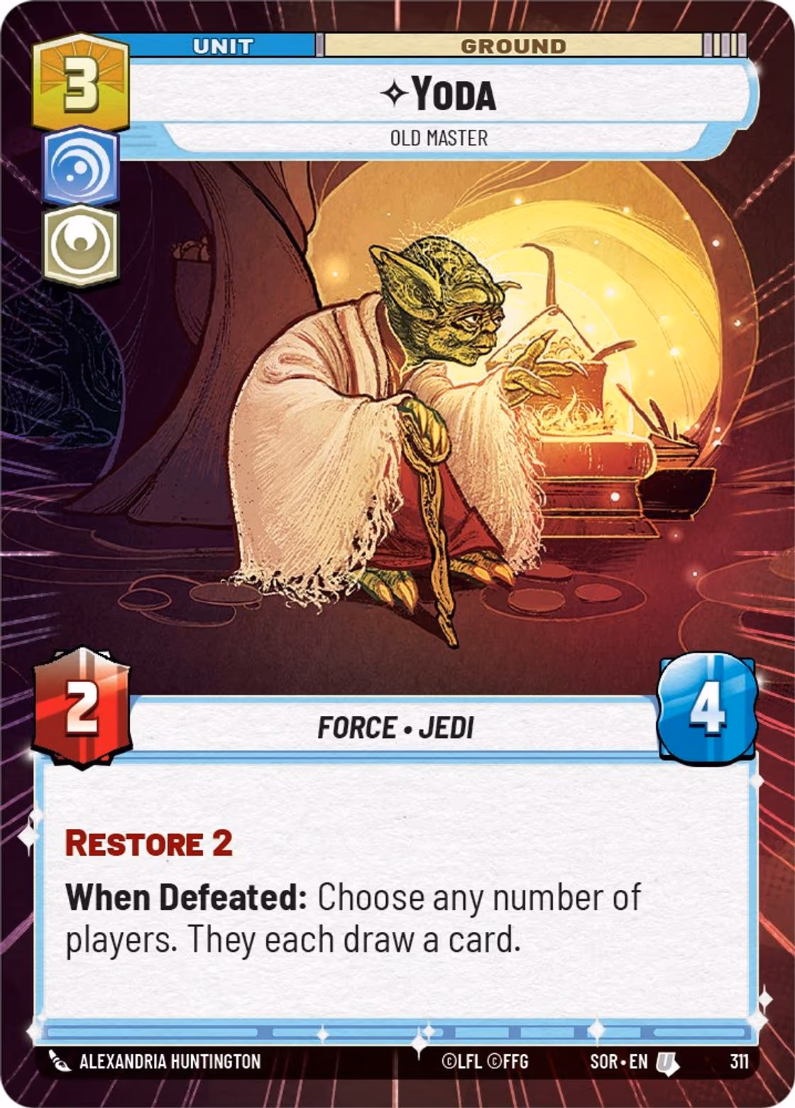 Yoda - Old Master SOR-311 Hyperspace Star Wars Unlimited card