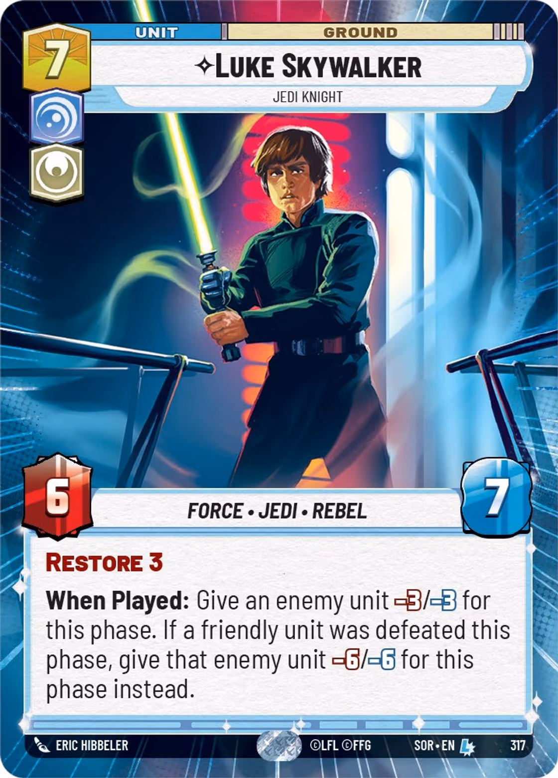 Luke Skywalker - Jedi Knight SOR-317 Hyperspace Star Wars Unlimited card