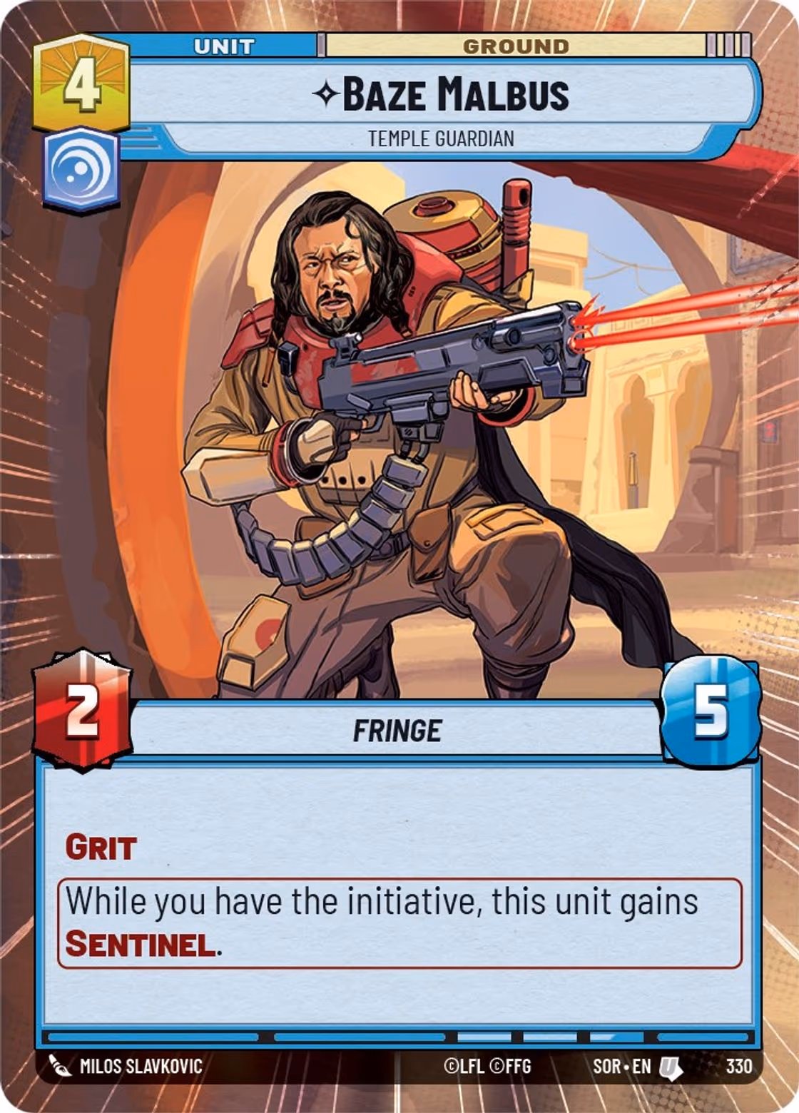 Baze Malbus - Temple Guardian SOR-330 Hyperspace Star Wars Unlimited card