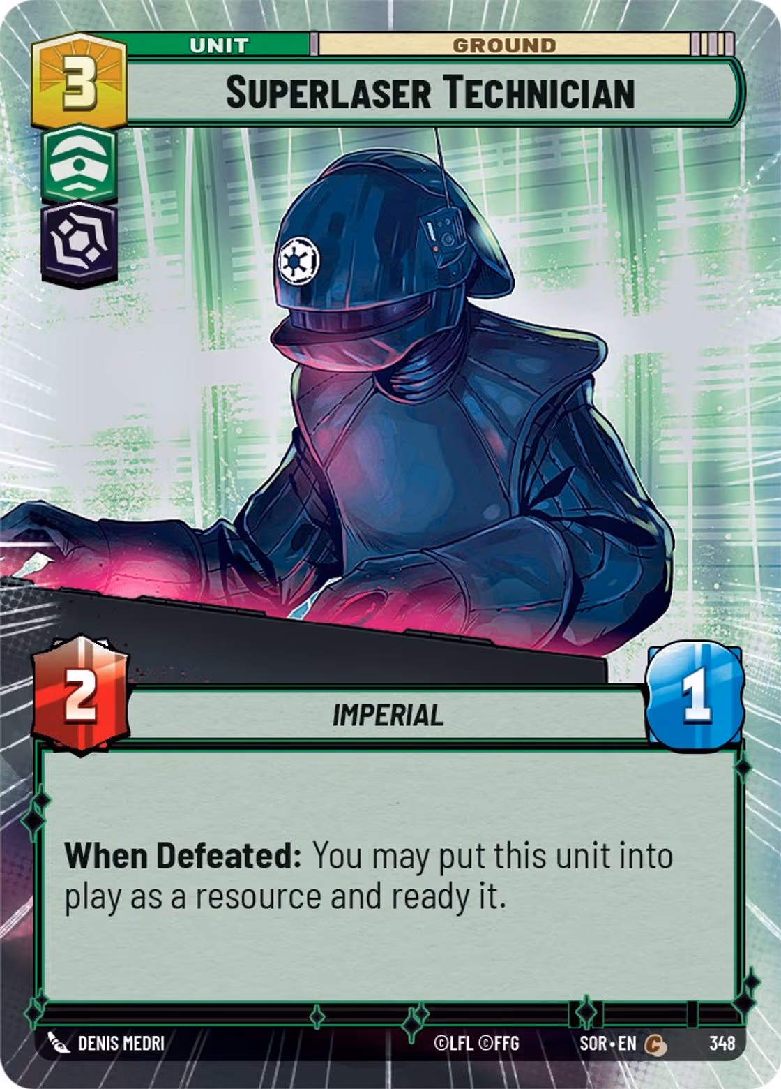Superlaser Technician SOR-348 Hyperspace Star Wars Unlimited card