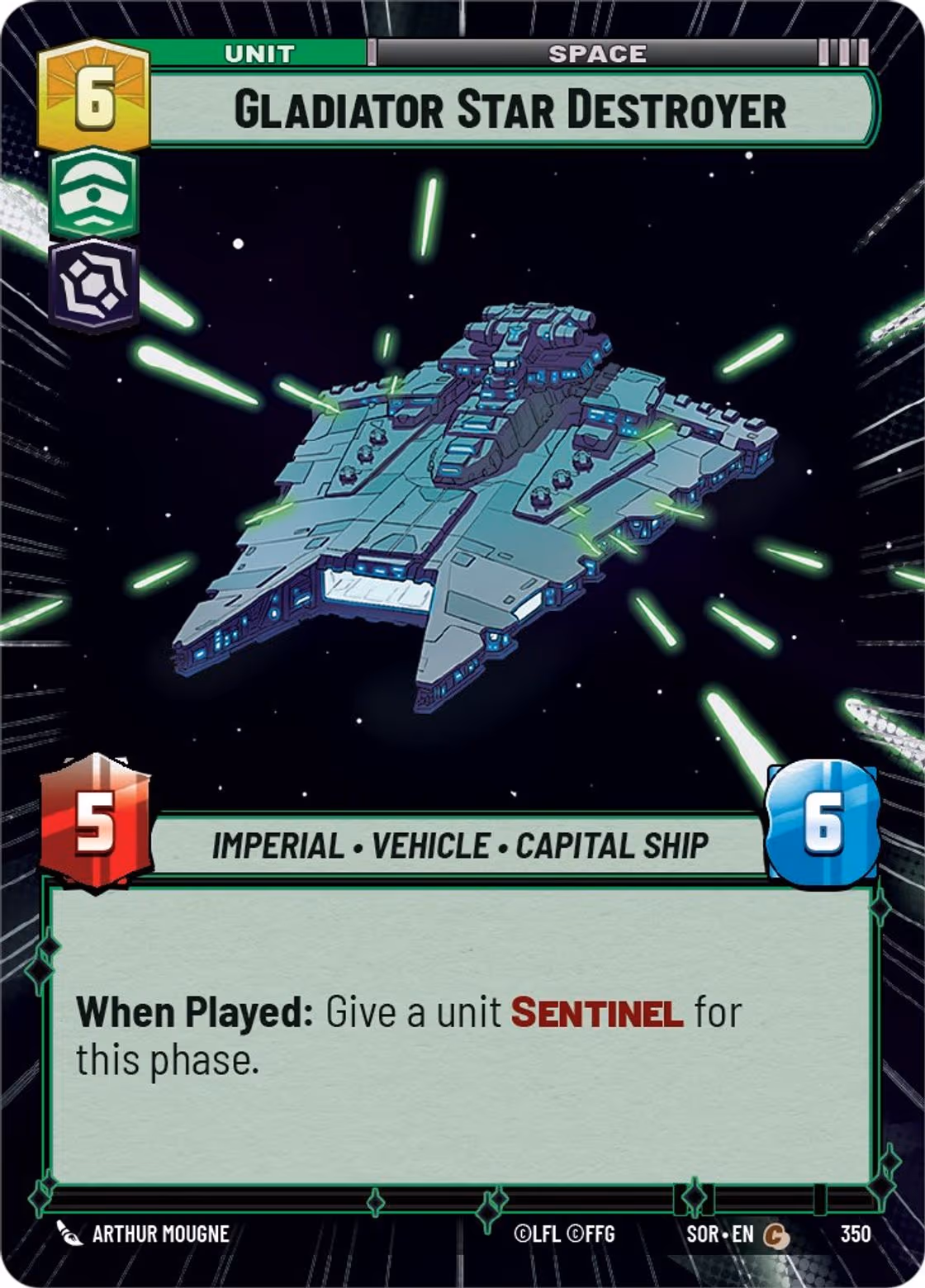 Gladiator Star Destroyer SOR-350 Hyperspace Star Wars Unlimited card
