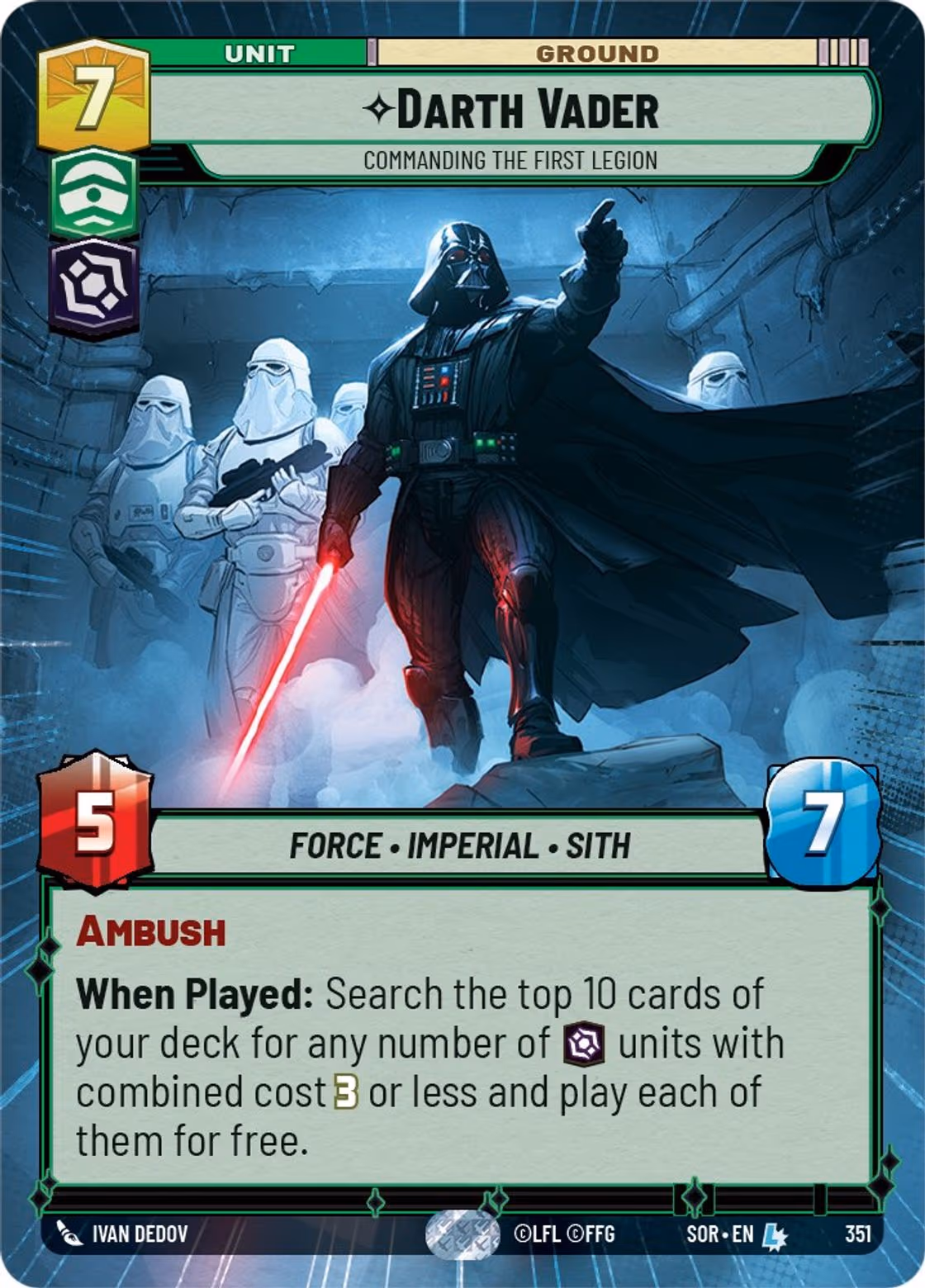 Darth Vader - Commanding the First Legion SOR-351 Hyperspace Star Wars Unlimited card