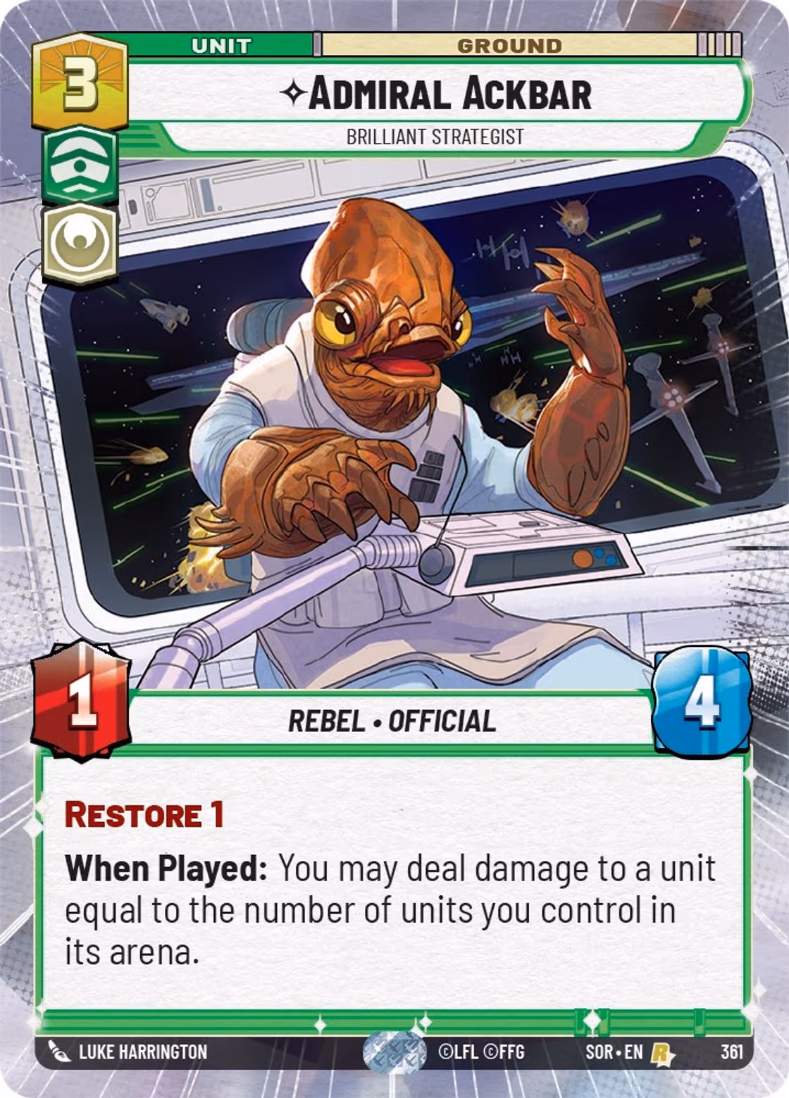 Admiral Ackbar - Brilliant Strategist SOR-361 Hyperspace Star Wars Unlimited card