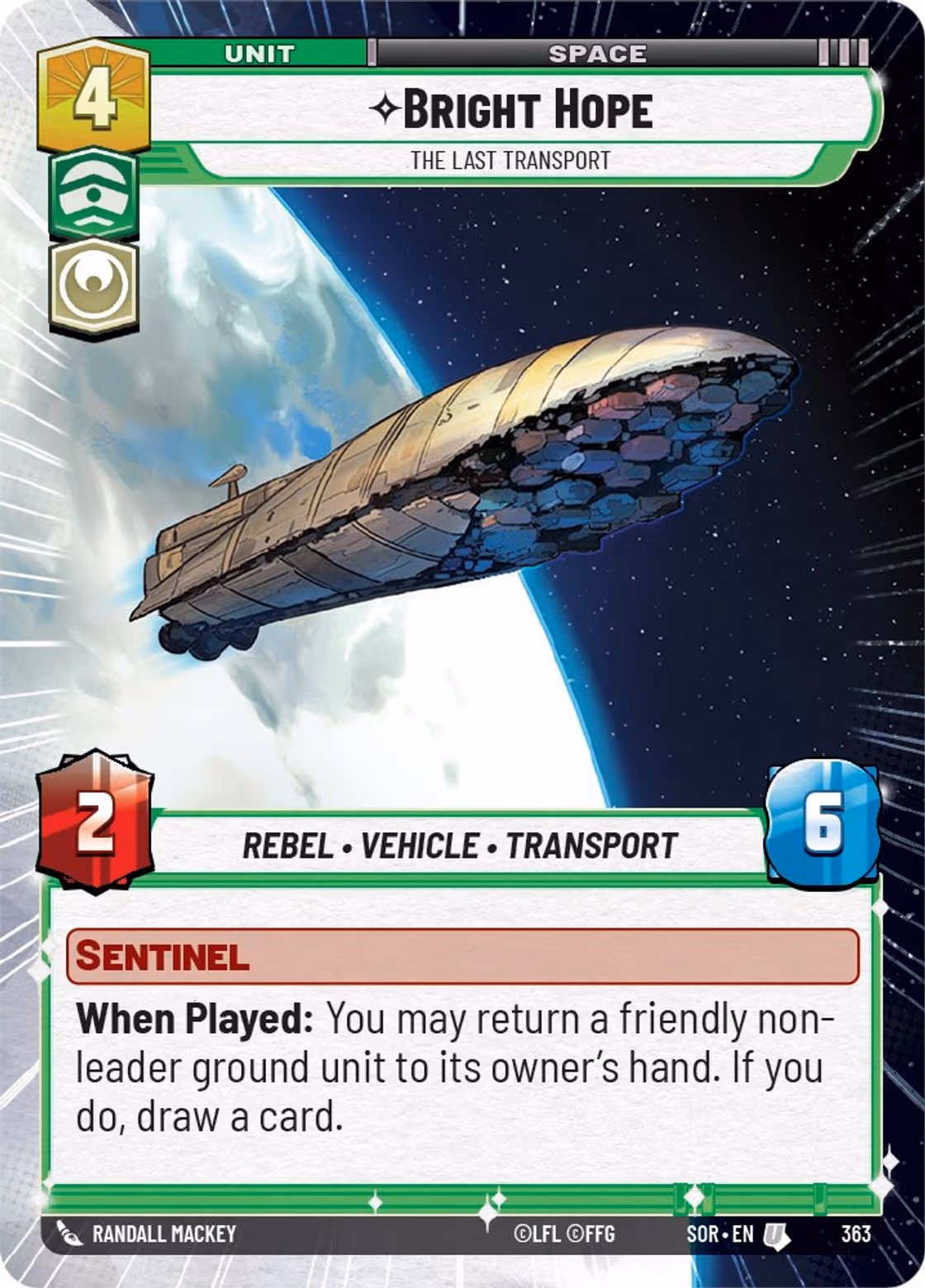 Bright Hope - The Last Transport SOR-363 Hyperspace Star Wars Unlimited card
