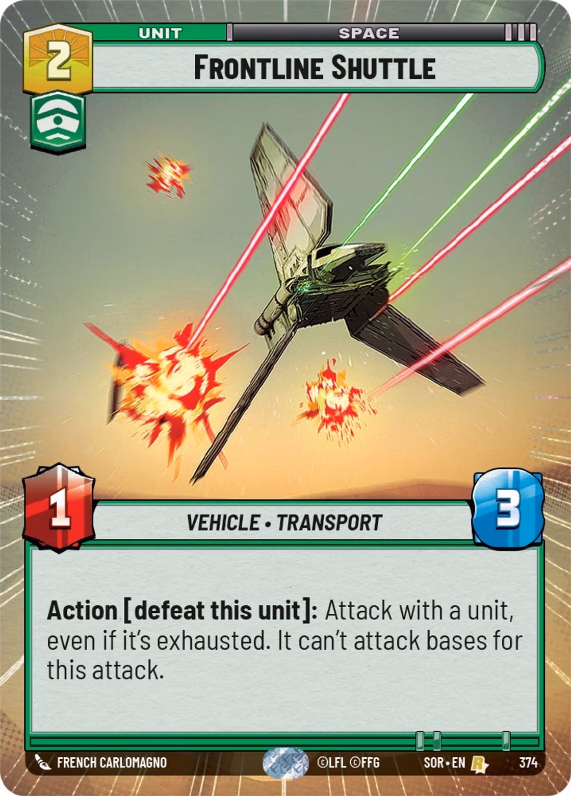 Frontline Shuttle SOR-374 Hyperspace Star Wars Unlimited card