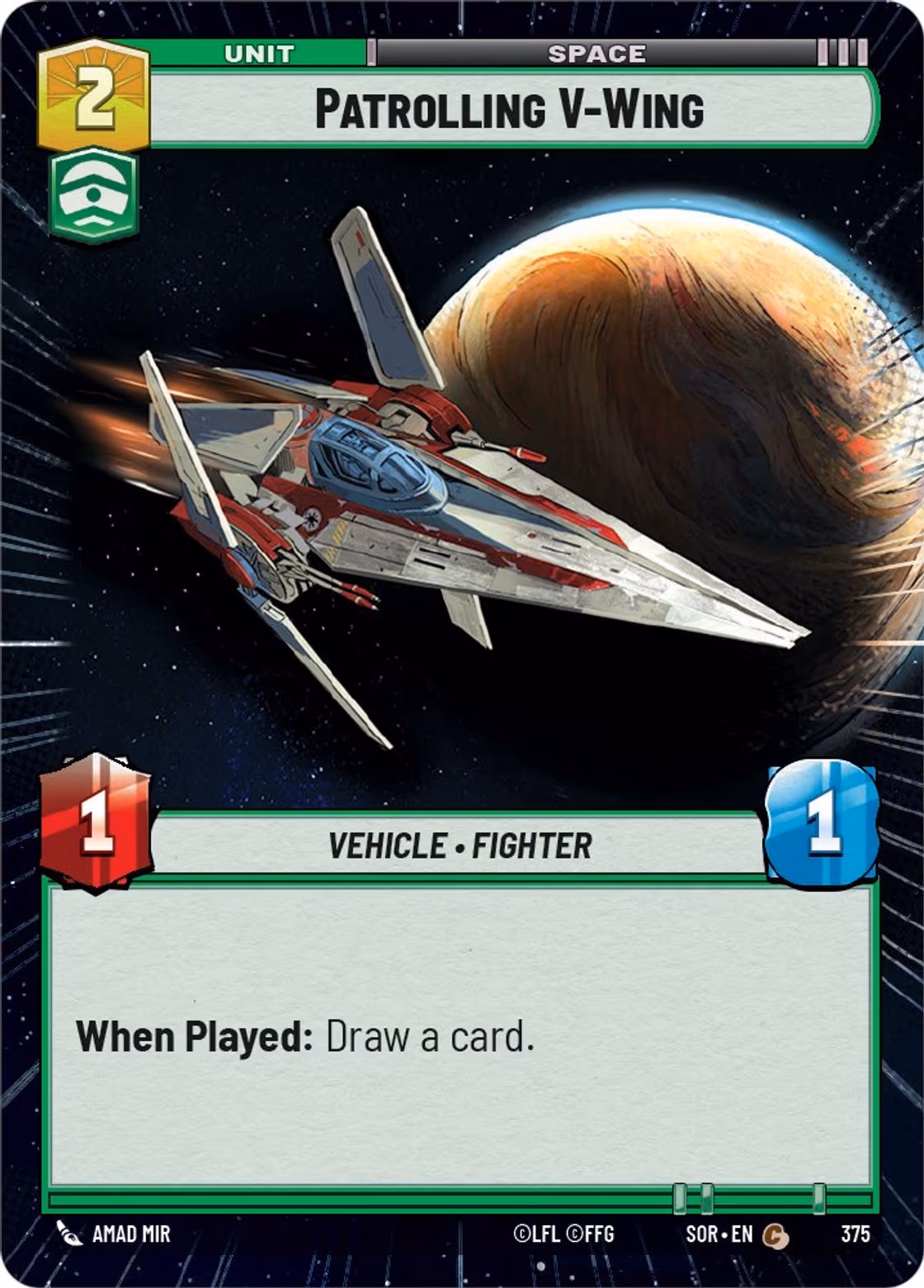 Patrolling V-Wing SOR-375 Hyperspace Star Wars Unlimited card