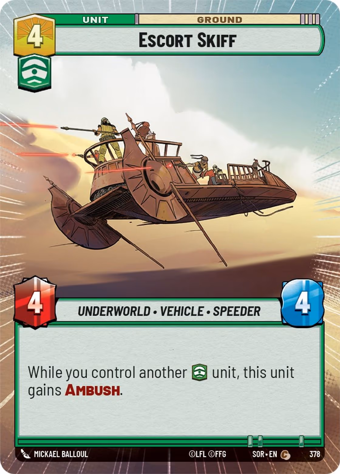 Escort Skiff SOR-378 Hyperspace Star Wars Unlimited card