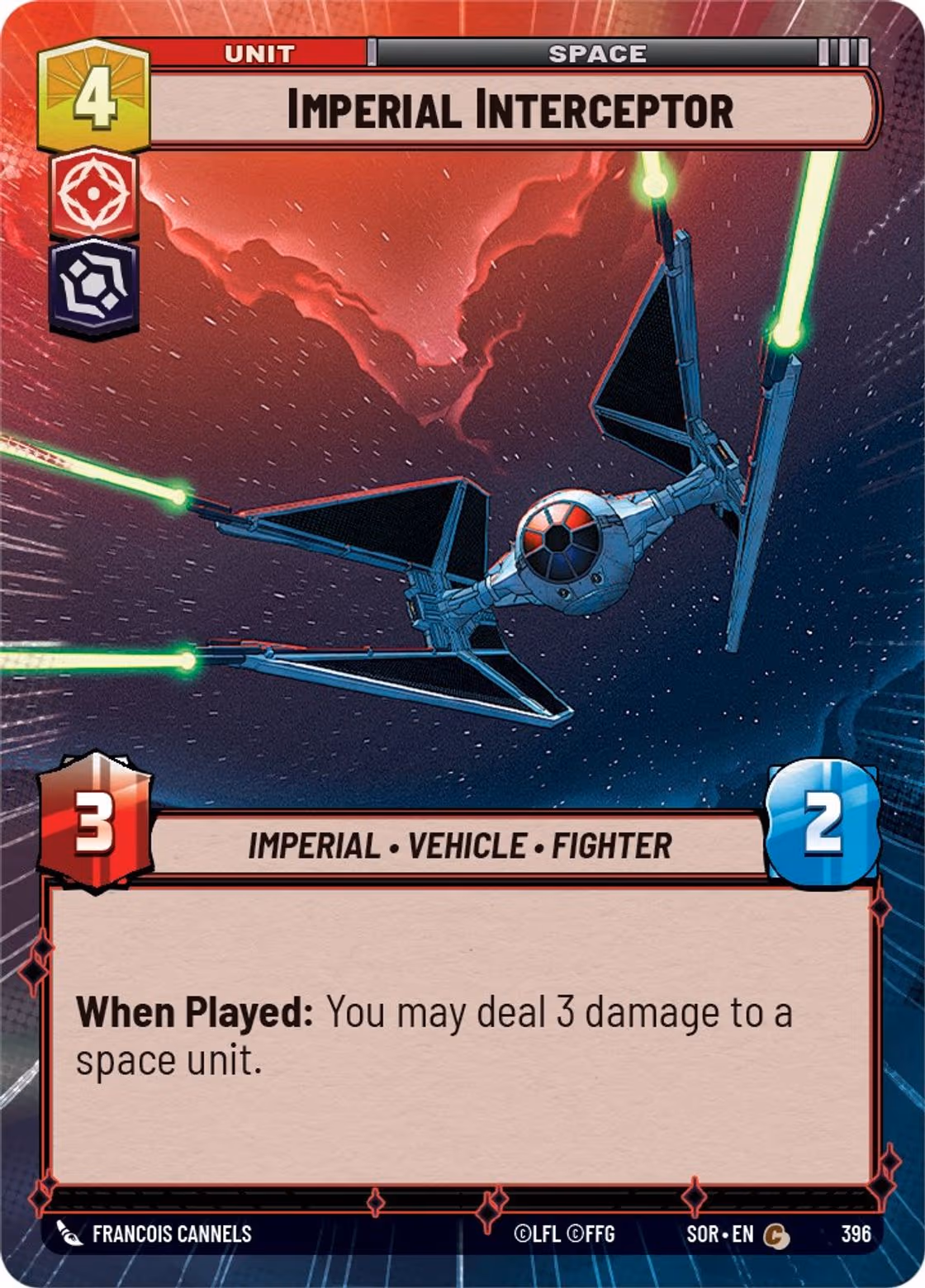 Imperial Interceptor SOR-396 Hyperspace Star Wars Unlimited card