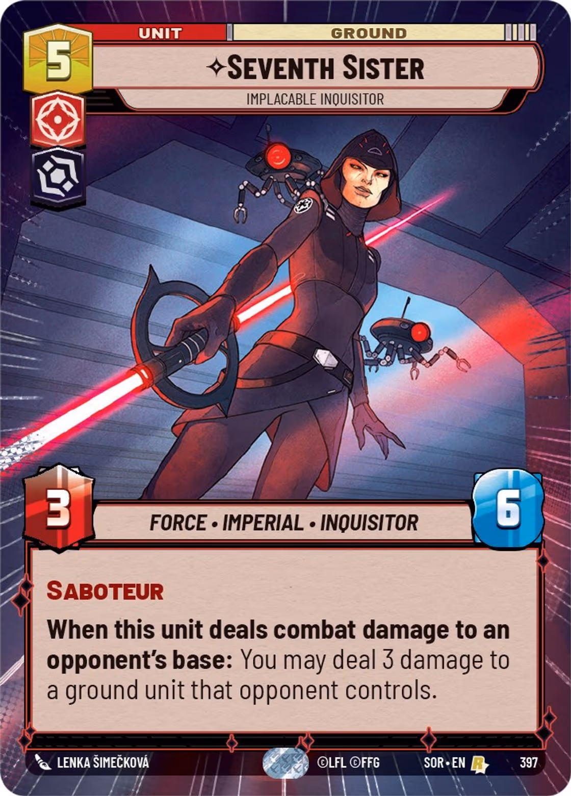 Seventh Sister - Implacable Inquisitor SOR-397 Hyperspace Star Wars Unlimited card